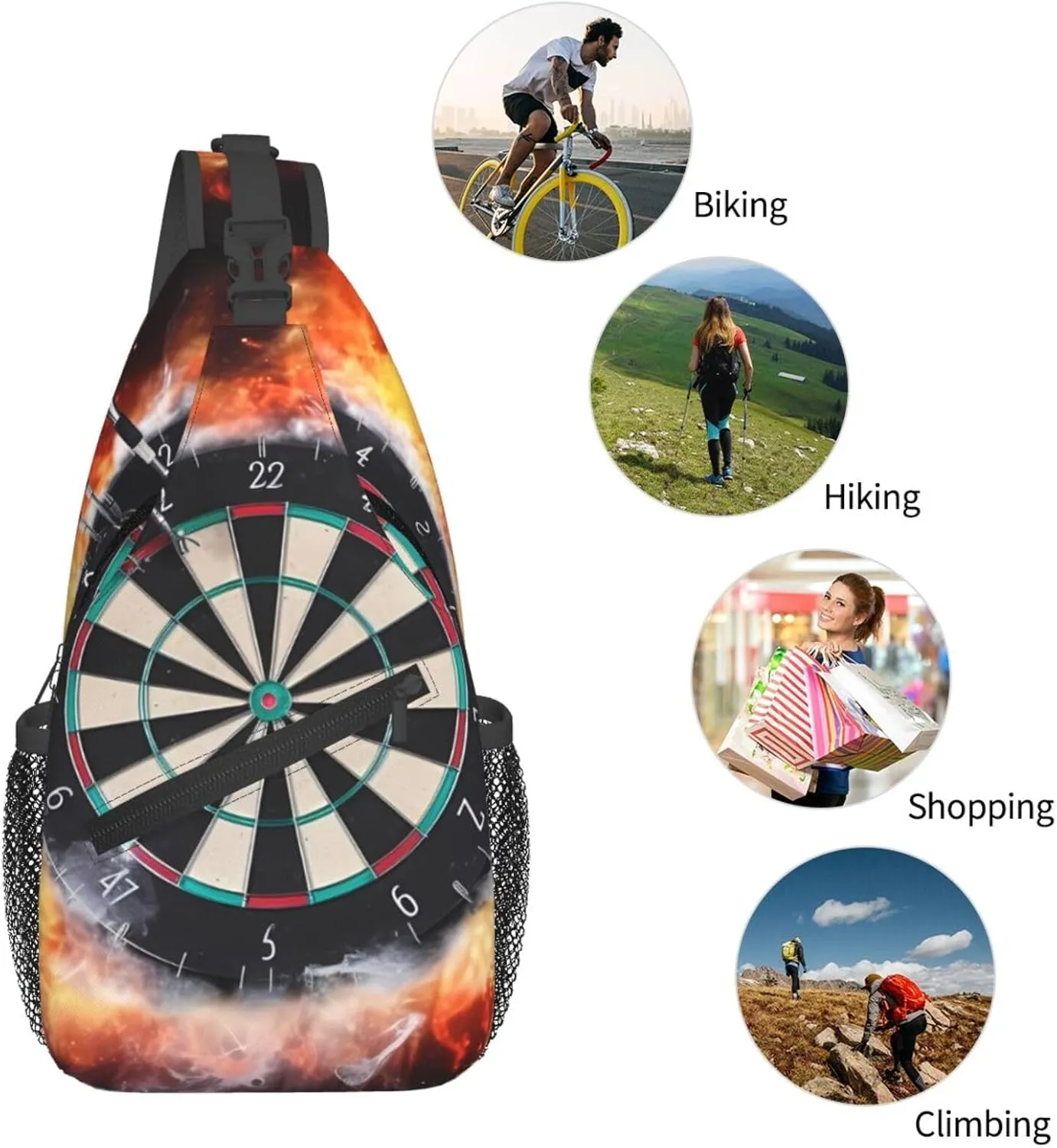 Sling Bag Crossbody Sling Backpack for Men Women Dart Board Cross Chest Bag Travel Hiking Daypack