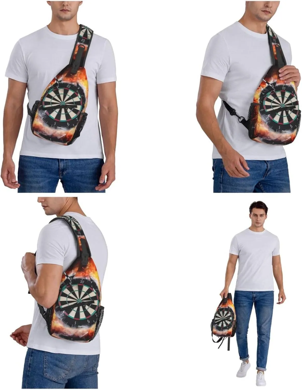 Sling Bag Crossbody Sling Backpack for Men Women Dart Board Cross Chest Bag Travel Hiking Daypack
