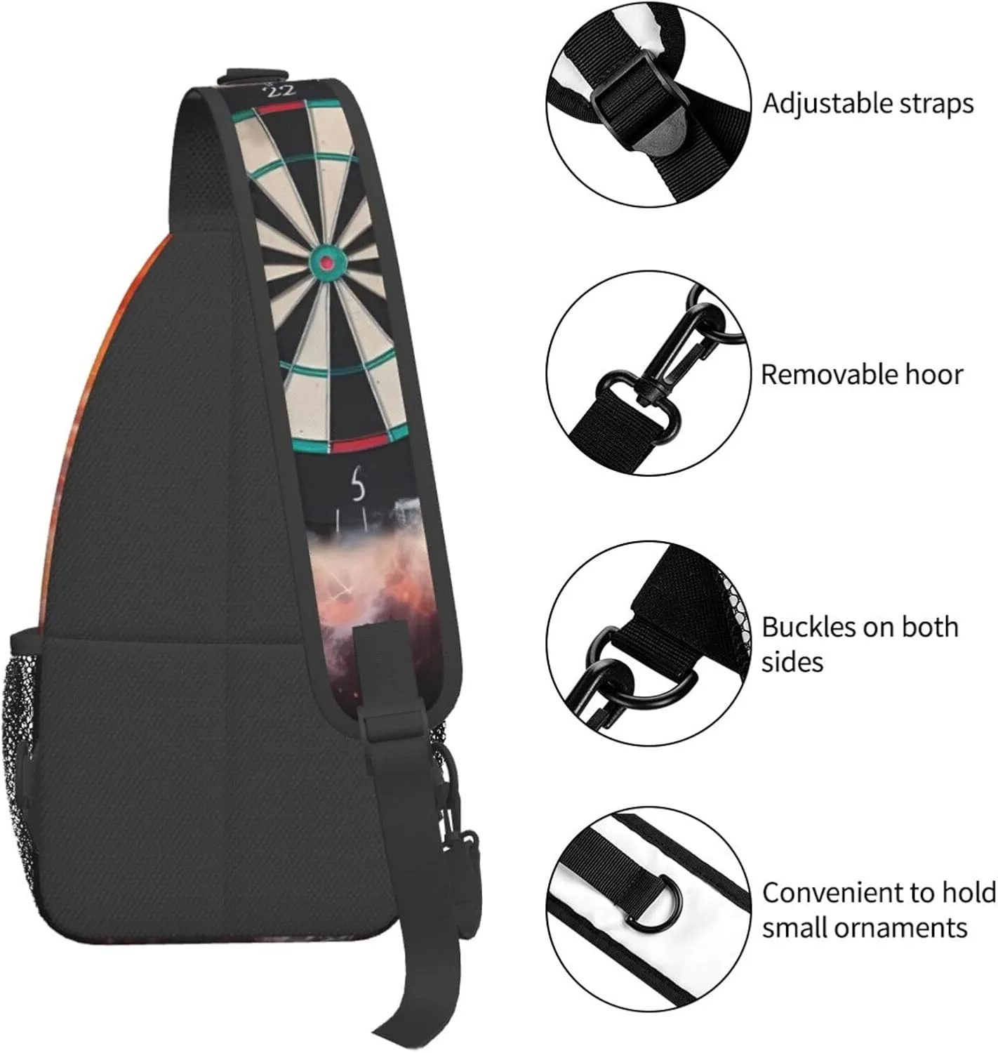 Sling Bag Crossbody Sling Backpack for Men Women Dart Board Cross Chest Bag Travel Hiking Daypack