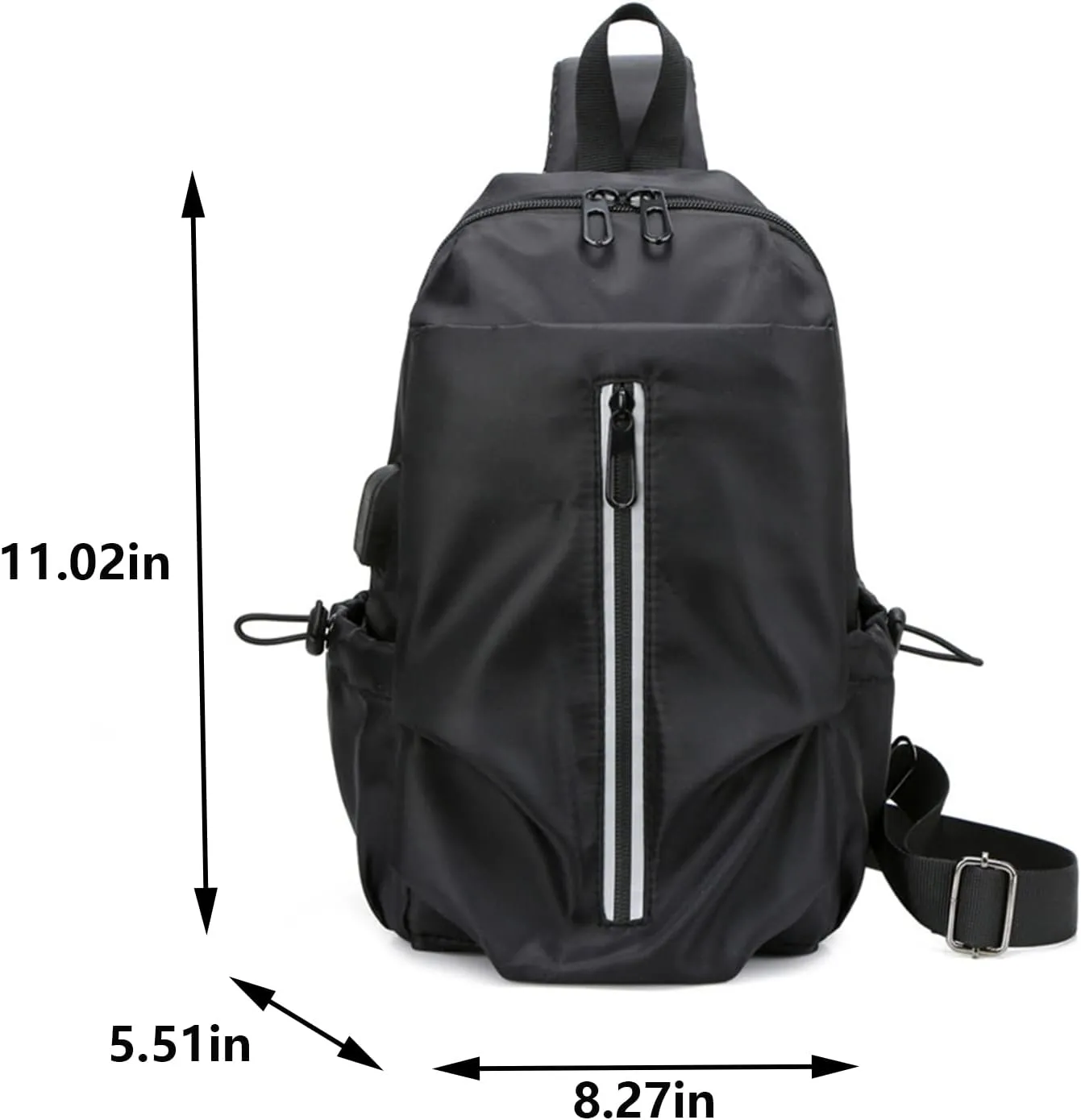 Sling Bag for Men and Women,Chest Bag Shoulder Backpack Waterproof Crossbody Backpack Hiking Daypack(Black)