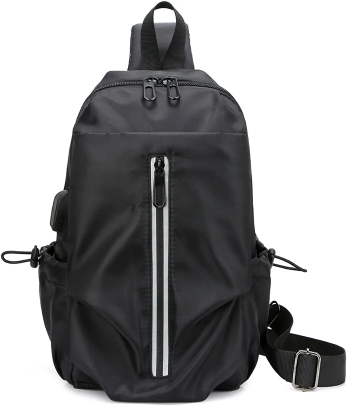 Sling Bag for Men and Women,Chest Bag Shoulder Backpack Waterproof Crossbody Backpack Hiking Daypack(Black)