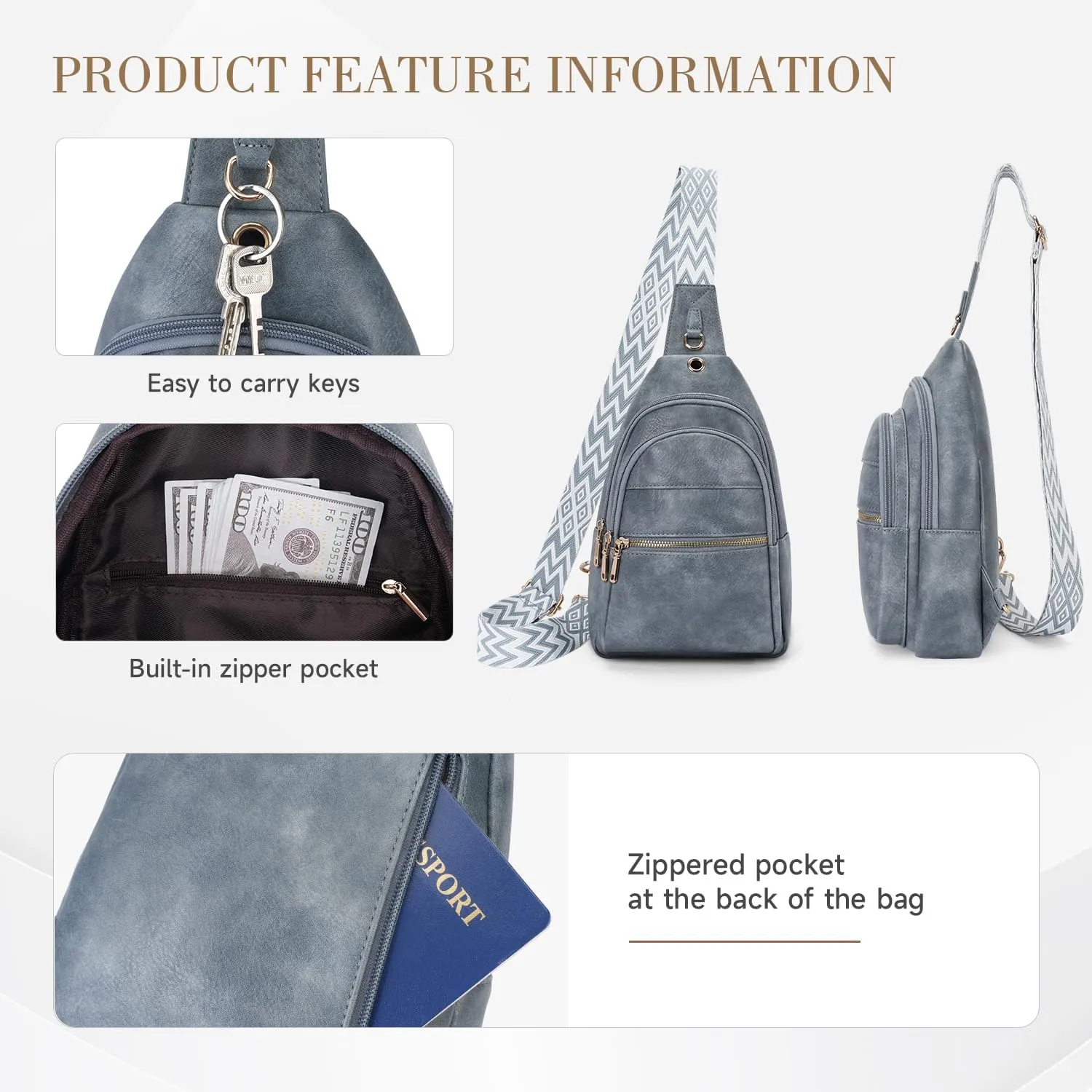 Sling Bag for Women Men Crossbody Tote Blet Bags Trendy Fanny Backpack Pack Travel Purse