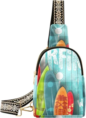 Sling Bag for Women Surfing Surfboards Crossbody Backpack Purse Small Cross Body Bags Travel Shoulder Bags Chest Bag Casual Daypack