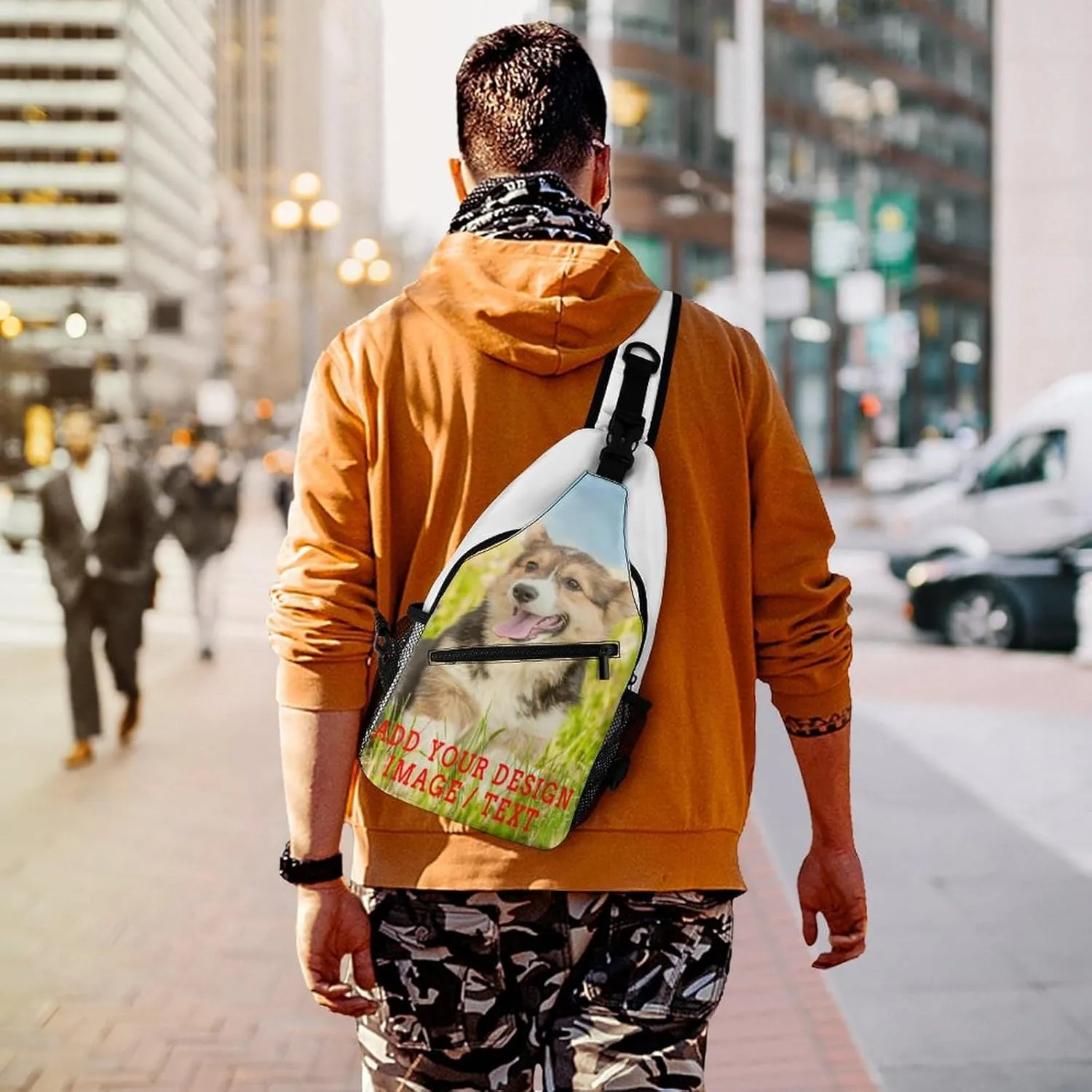 Sling Bag,Custom Chest Bags With Image/Text,Travel Hiking Daypack Chest Bags For Men Women