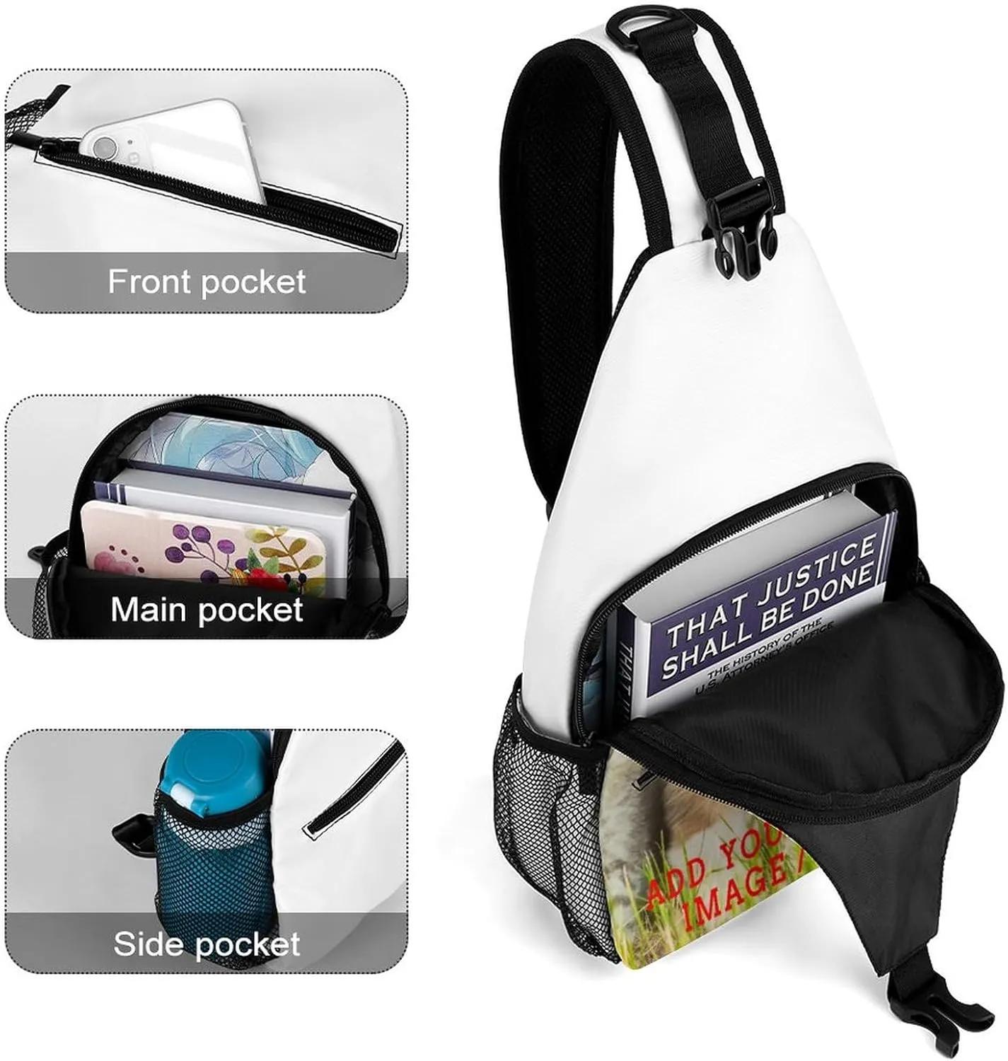 Sling Bag,Custom Chest Bags With Image/Text,Travel Hiking Daypack Chest Bags For Men Women