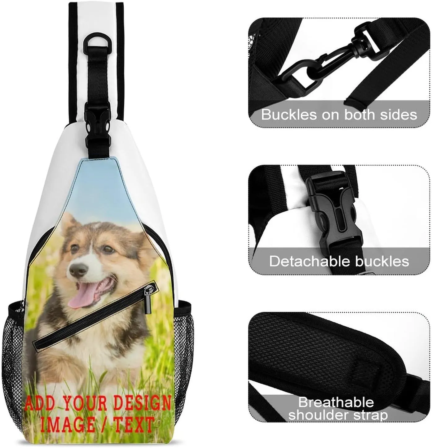 Sling Bag,Custom Chest Bags With Image/Text,Travel Hiking Daypack Chest Bags For Men Women