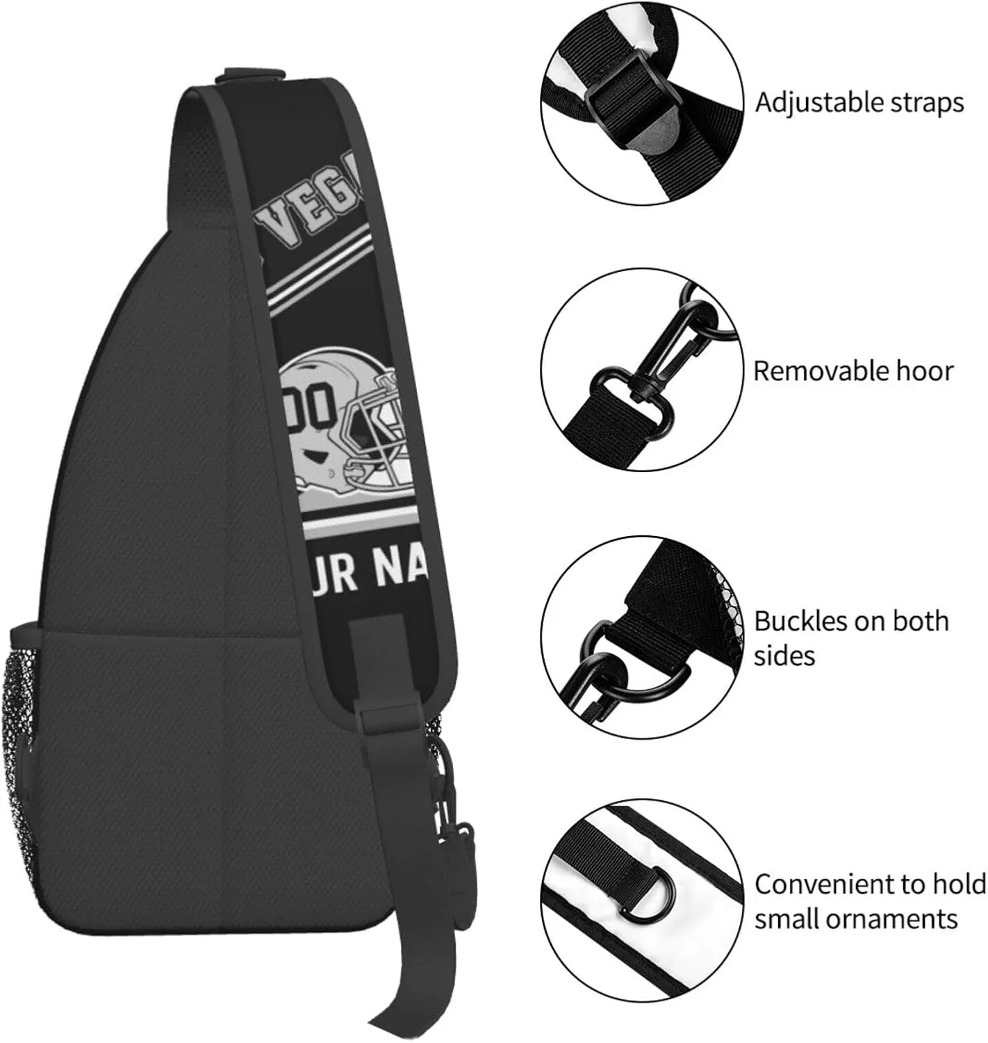 Sling Bag,Personalized Football Crossbody Bags,Custom Cross Chest Bag,Sling Shoulder Backpack,Chest Bag Travel Daypack for Men Women Football Fans