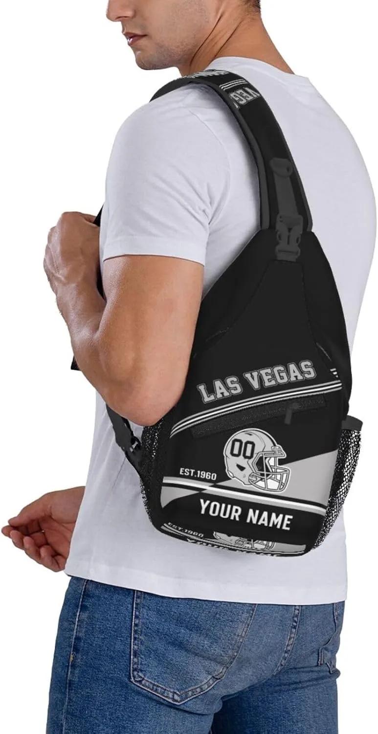 Sling Bag,Personalized Football Crossbody Bags,Custom Cross Chest Bag,Sling Shoulder Backpack,Chest Bag Travel Daypack for Men Women Football Fans