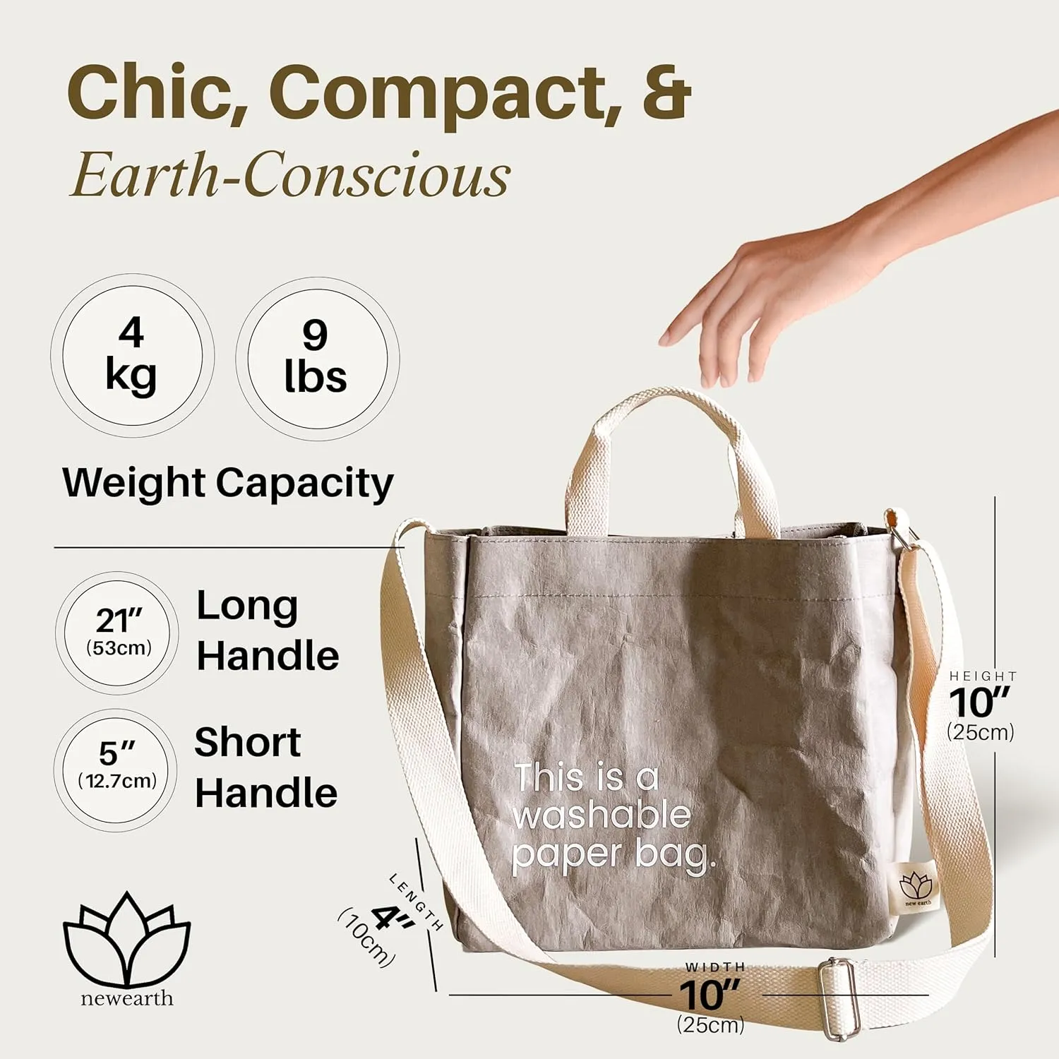 Sling Bags for Women & Men - Eco-Statement Washable Paper Bag, Replaces Single-Use Bags - Lightweight & Durable Crossbody Bag