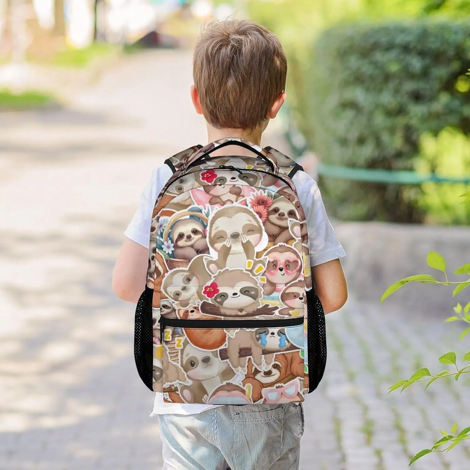 Sloth Backpack for Girls Boys, 16 Inch Backpacks for School, Cute, Adjustable Straps, Durable, Lightweight, Large Capacity Bookbag for Kids