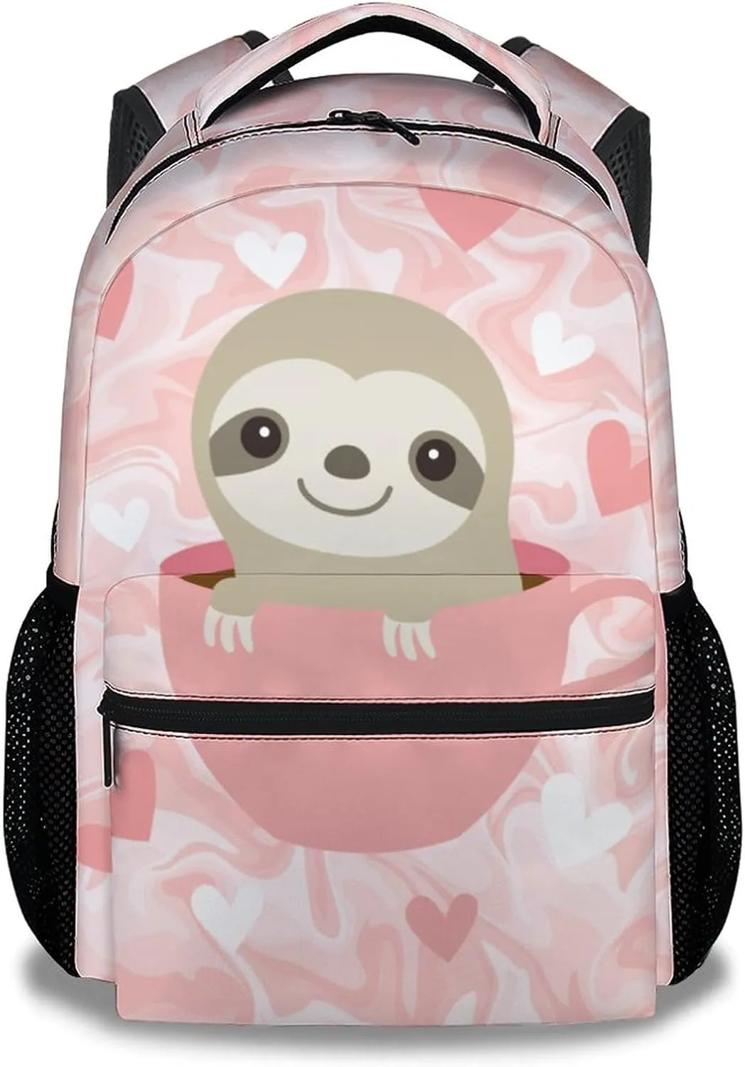 Sloth Backpack for Girls Boys, 16 Inch Pink Backpacks for School, Cute, Adjustable Straps, Durable, Lightweight, Large Capacity Bookbag for Kids