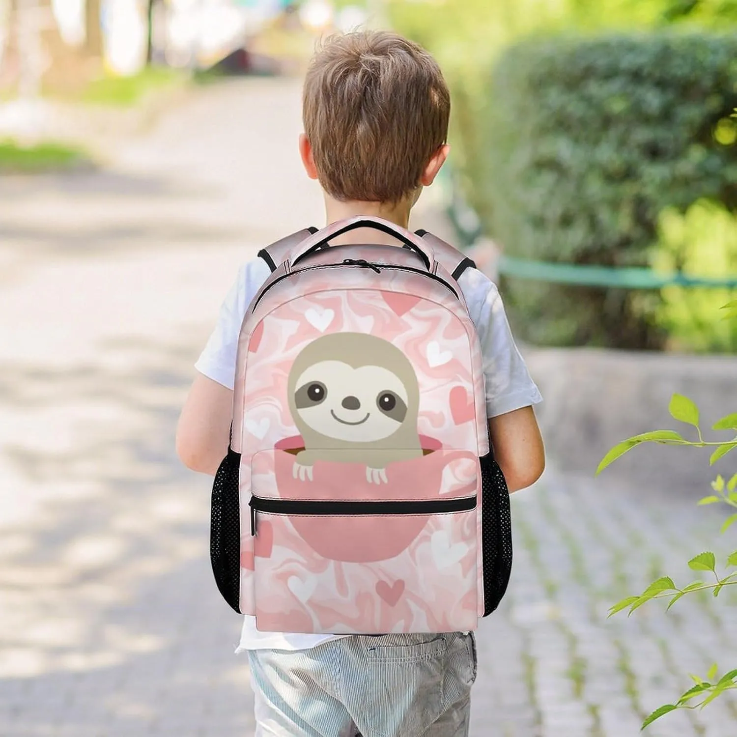 Sloth Backpack for Girls Boys, 16 Inch Pink Backpacks for School, Cute, Adjustable Straps, Durable, Lightweight, Large Capacity Bookbag for Kids
