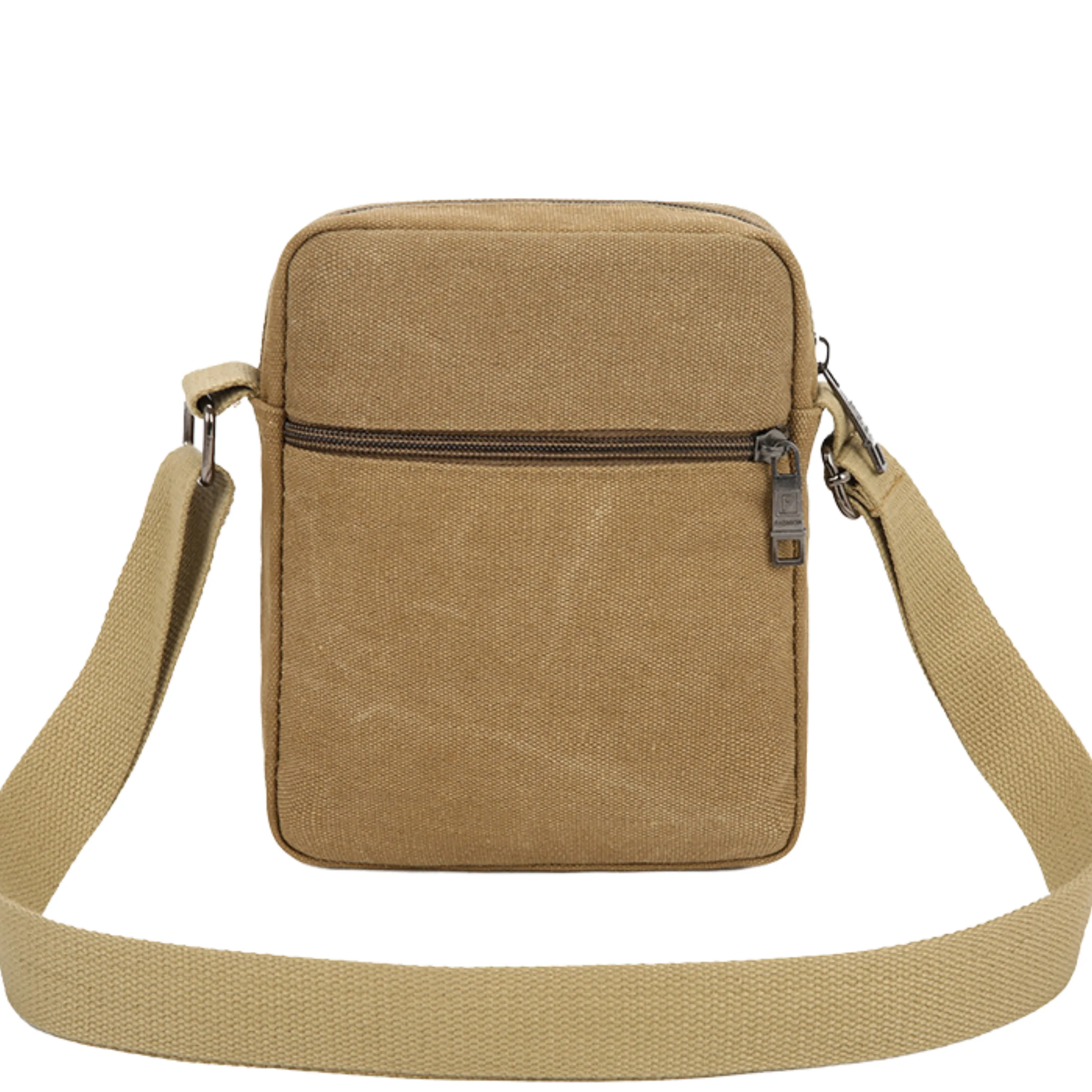 Small Canvas Crossbody Satchel – 5 Zipper Bag for Men and Women