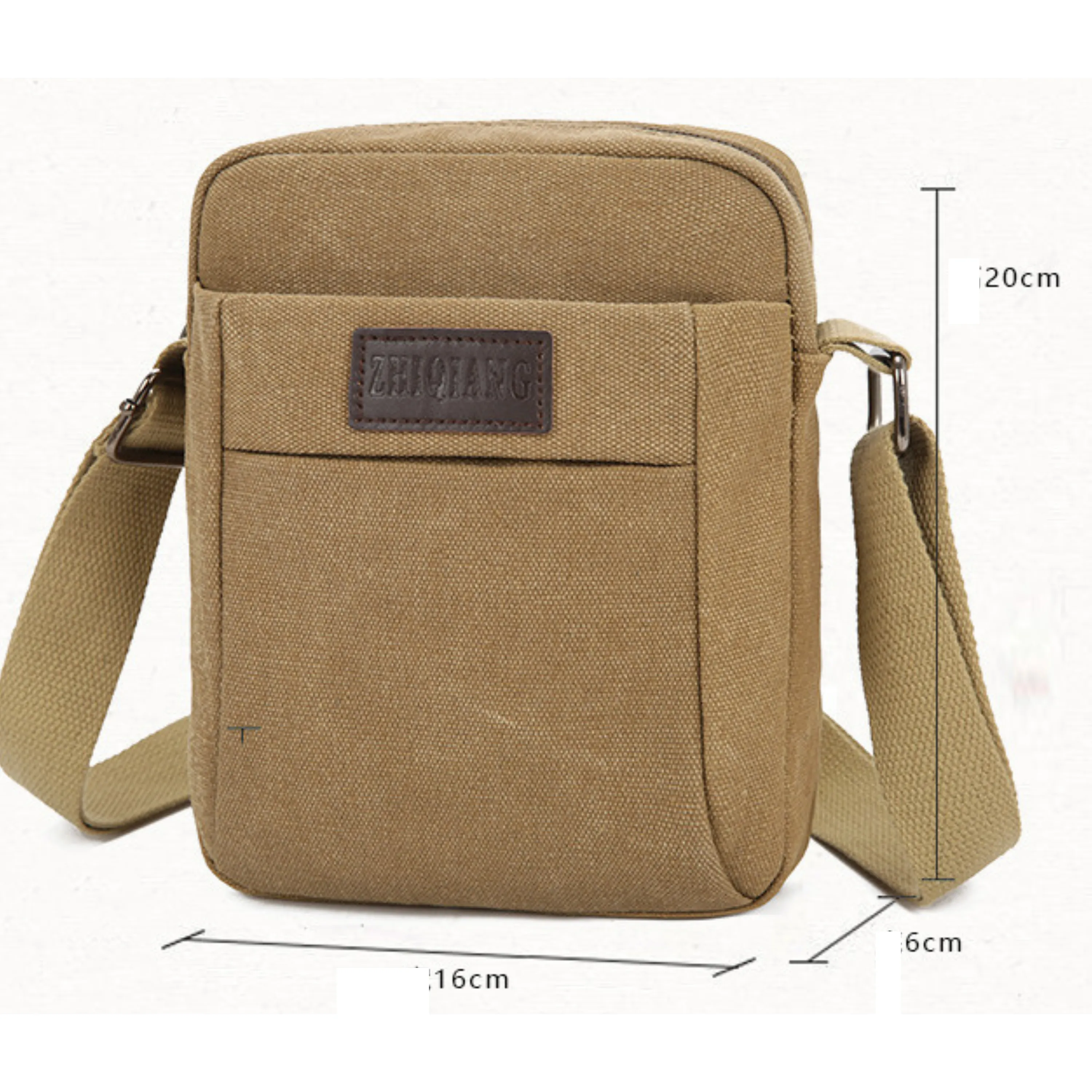 Small Canvas Crossbody Satchel – 5 Zipper Bag for Men and Women