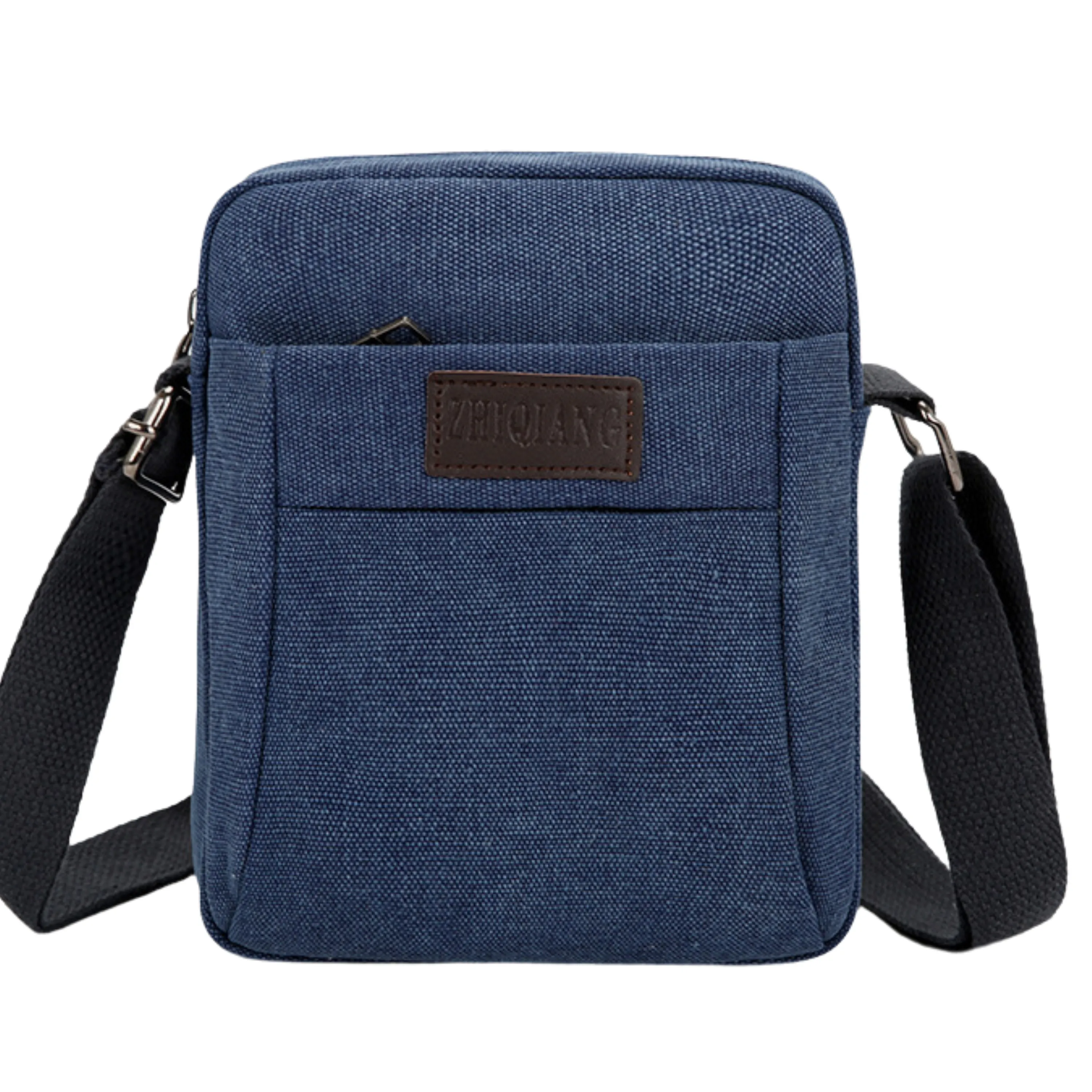 Small Canvas Crossbody Satchel – 5 Zipper Bag for Men and Women