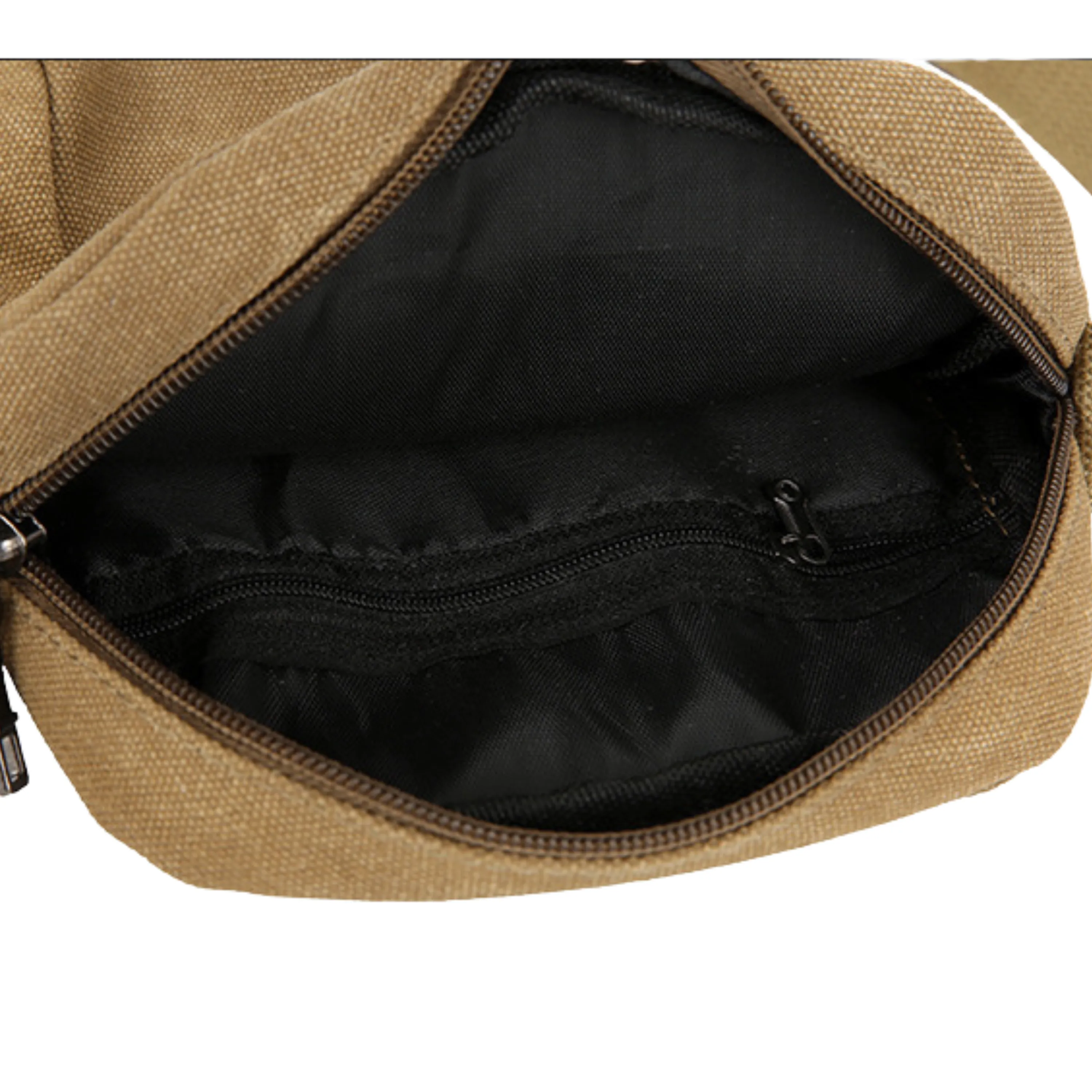 Small Canvas Crossbody Satchel – 5 Zipper Bag for Men and Women