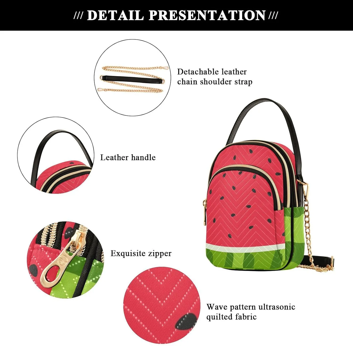 Small Cross body Bags for Women Quilted Crossbody Cell Phone Shoulder Purse Handbags Wallet Detachable Chain Bag