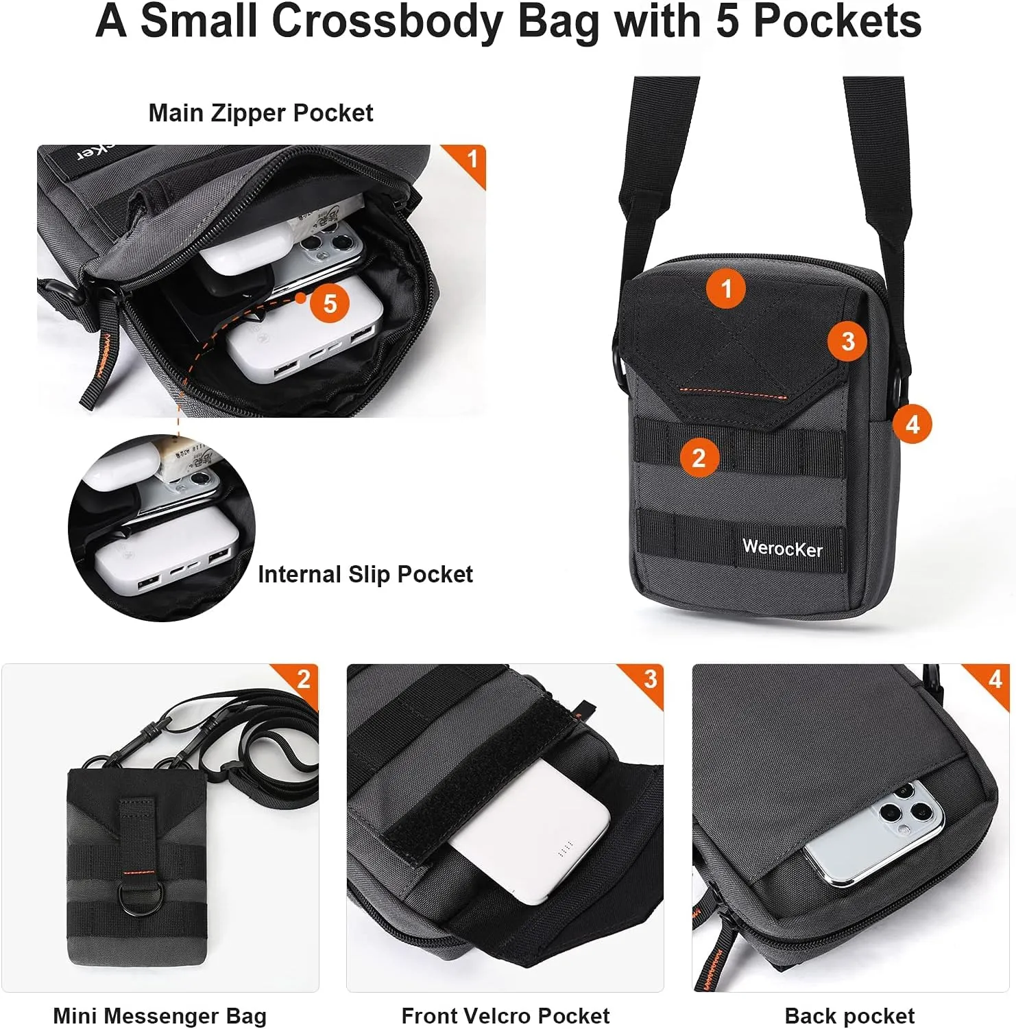 Small Crossbody Bag for Men, Mini Messenger Bag Shoulder Bag for Phone Passport