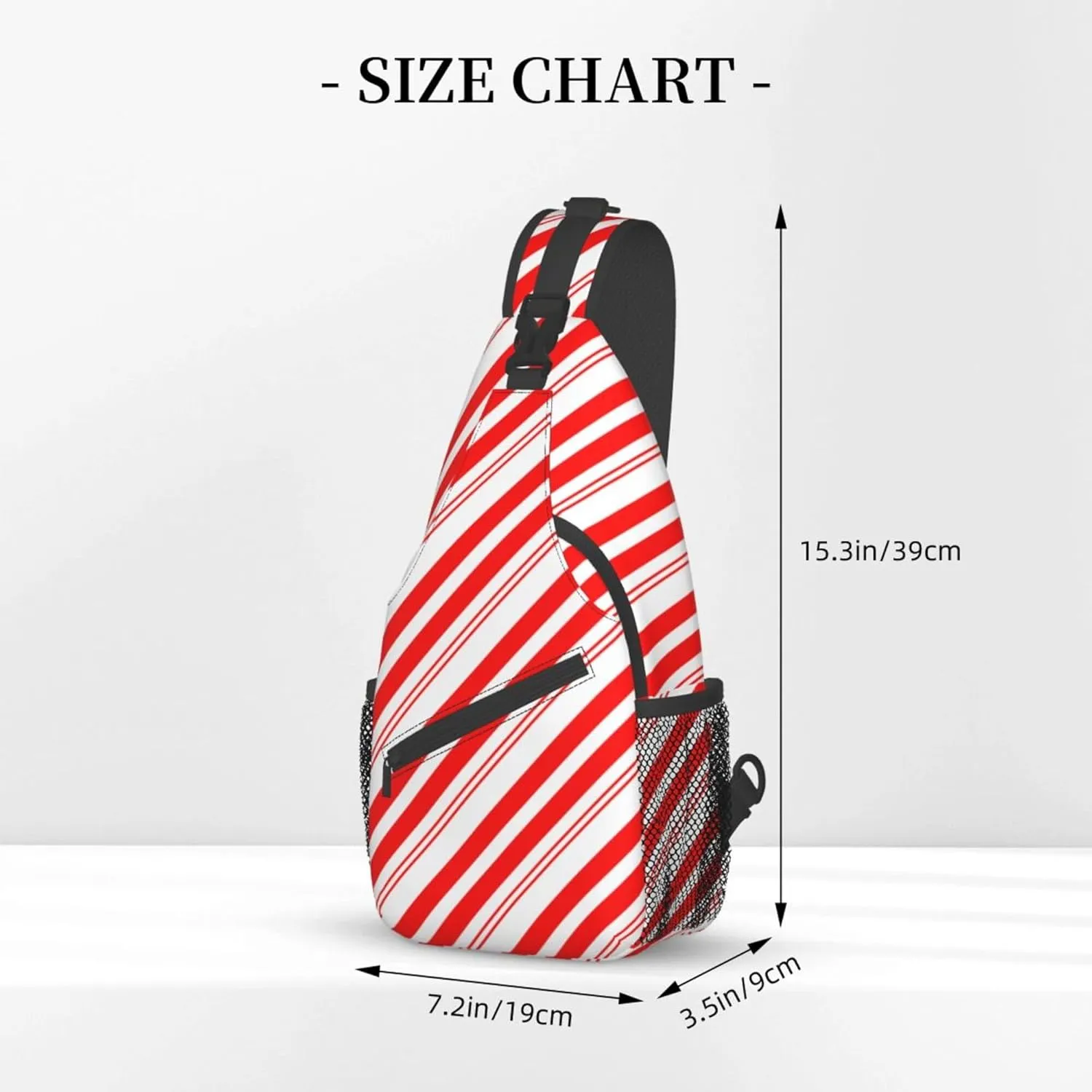 Small Crossbody Sling Backpack Anti Theft Backpack For Traveling Chest Shoulder Bag (Red White Stripes Christmas Candy Cane)