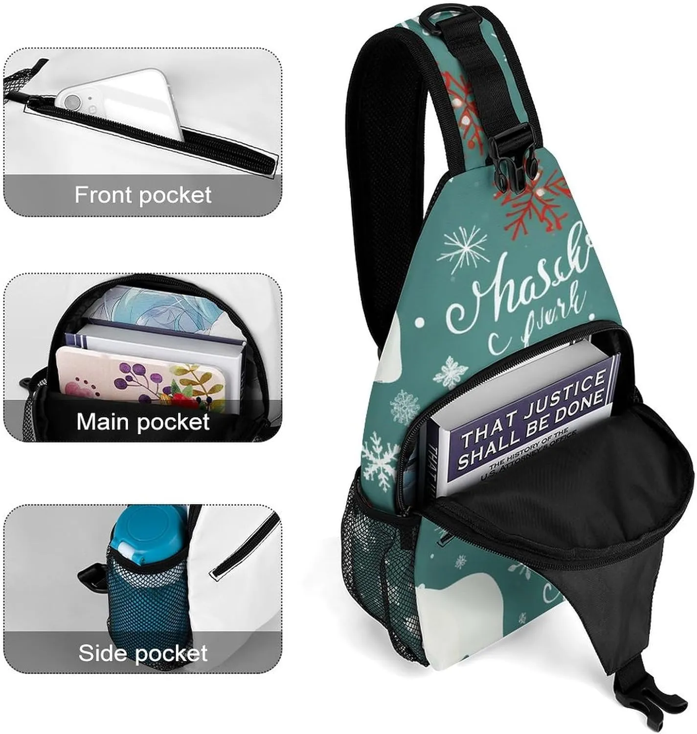 Small Crossbody Sling Backpack Blue Floral Chest Bags for Traveling Chest Fashion Shoulder Bag