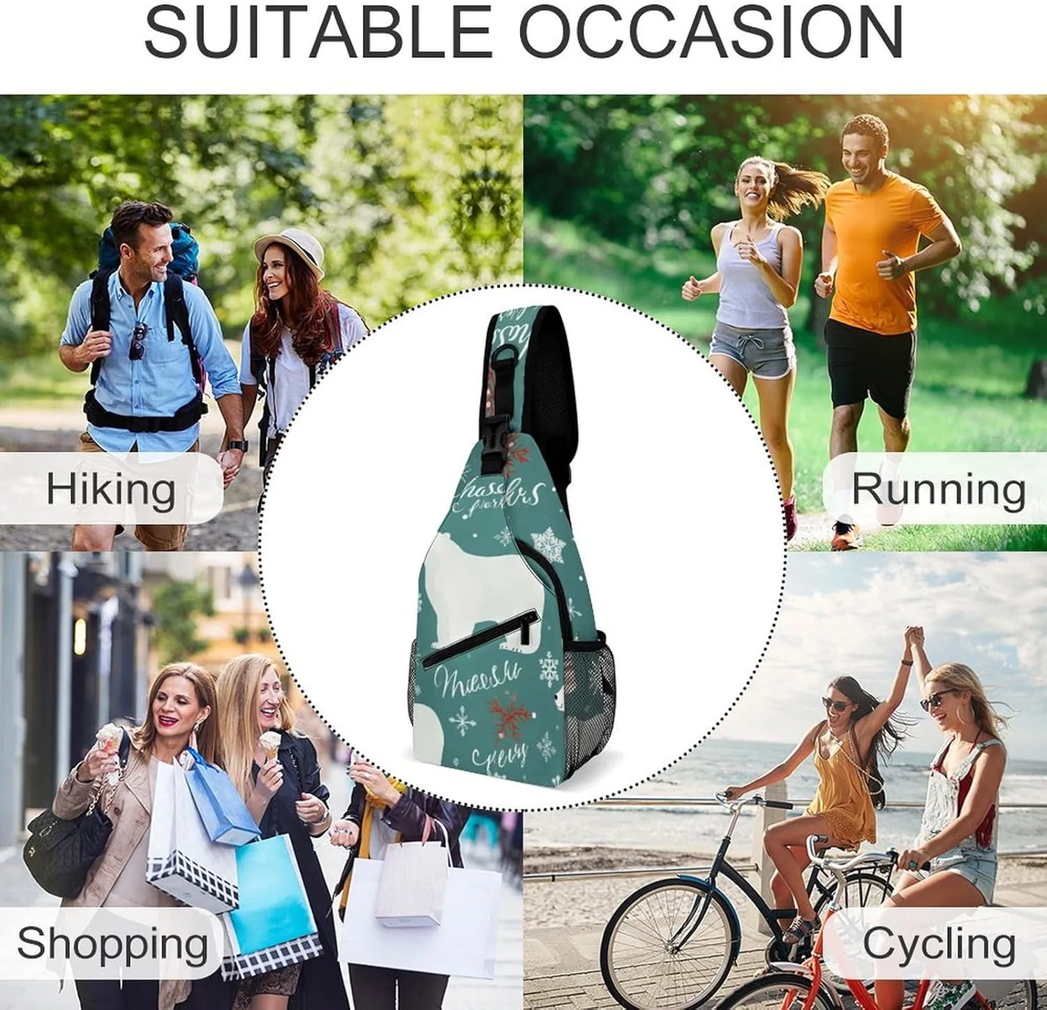 Small Crossbody Sling Backpack Blue Floral Chest Bags for Traveling Chest Fashion Shoulder Bag