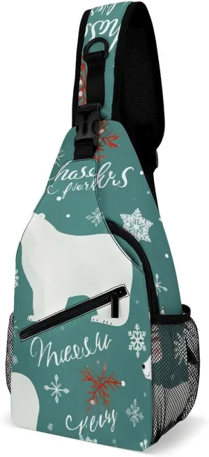Small Crossbody Sling Backpack Blue Floral Chest Bags for Traveling Chest Fashion Shoulder Bag