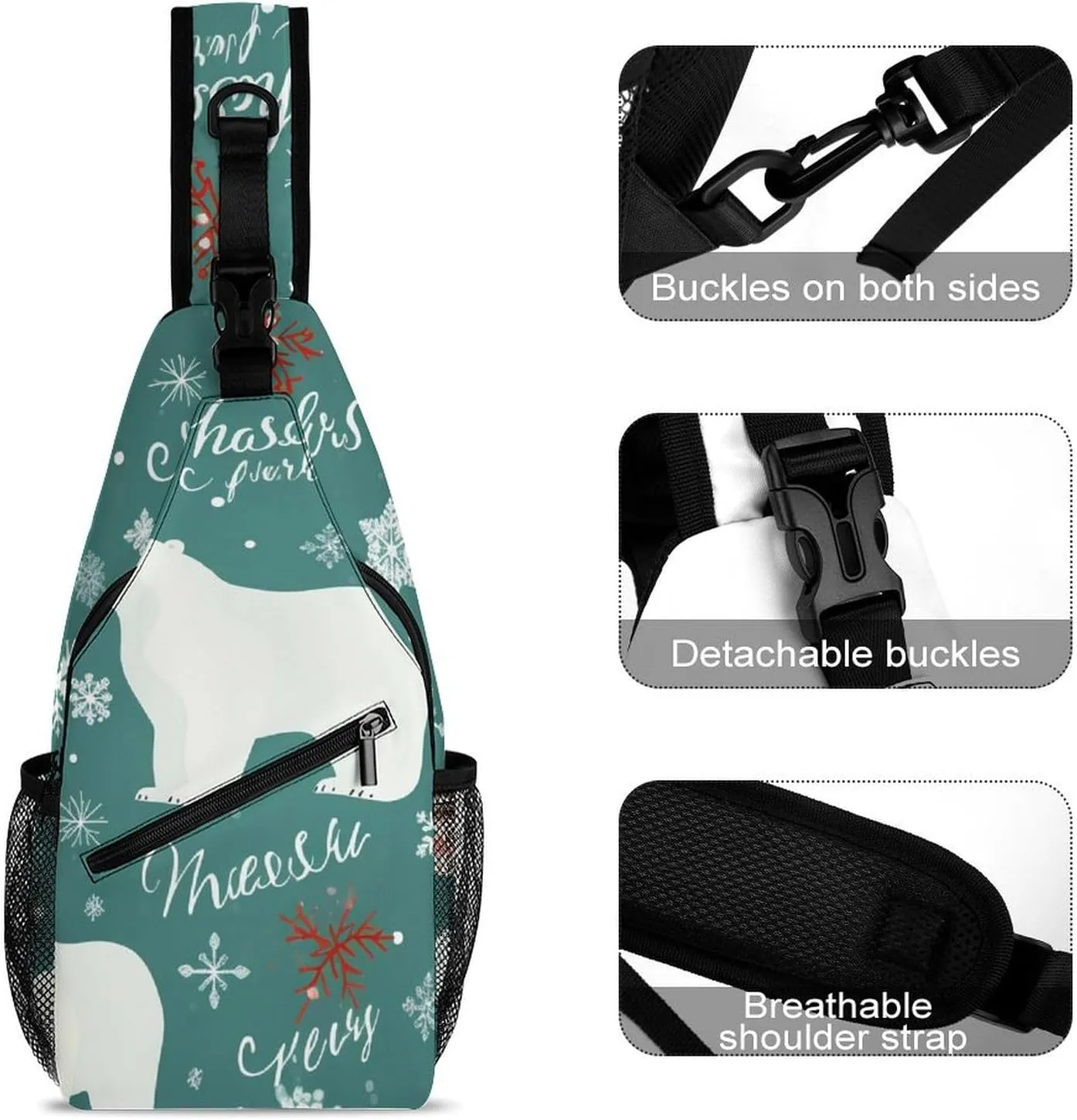 Small Crossbody Sling Backpack Blue Floral Chest Bags for Traveling Chest Fashion Shoulder Bag