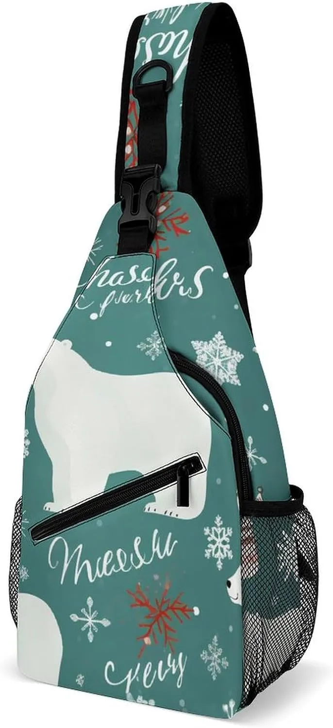 Small Crossbody Sling Backpack Blue Floral Chest Bags for Traveling Chest Fashion Shoulder Bag