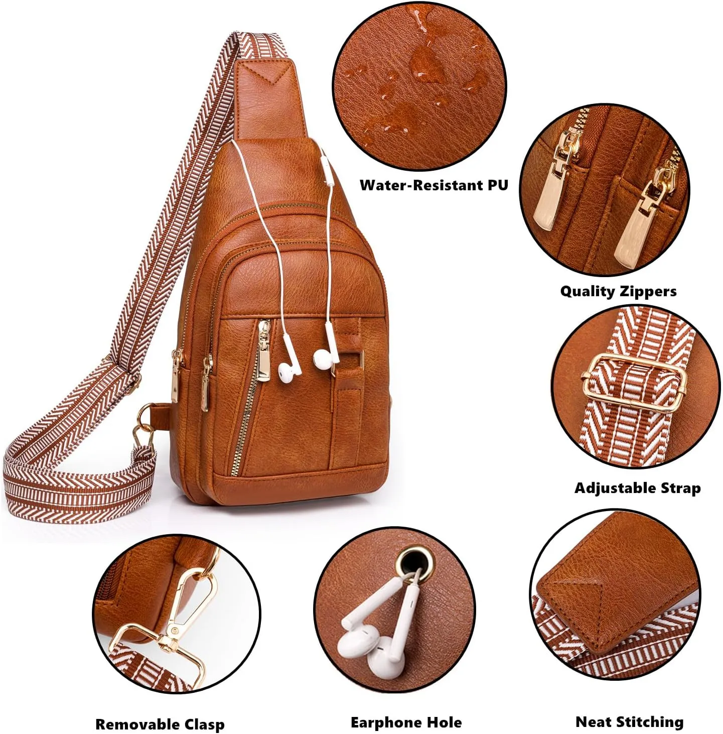 Small Crossbody Sling Backpack Sling Bag, PU Leather Shoulder Chest Bag Daypack, Fanny Pack Purse, Cross Body Bags with Removable Strap for Men and Women Travel Hiking Shopping (Dark Green)