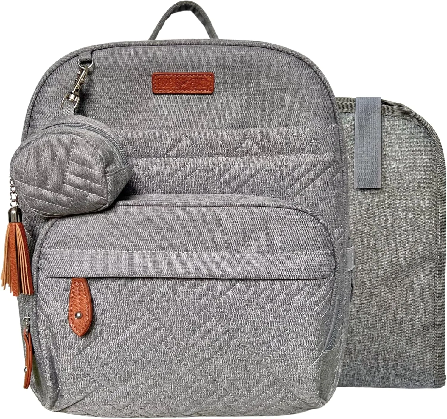 Small Diaper Bag Backpack, Mini Diaper Backpack, Lightweight, Insulated Pockets, Changing Pad, Stroller Straps (Classic, Grey)