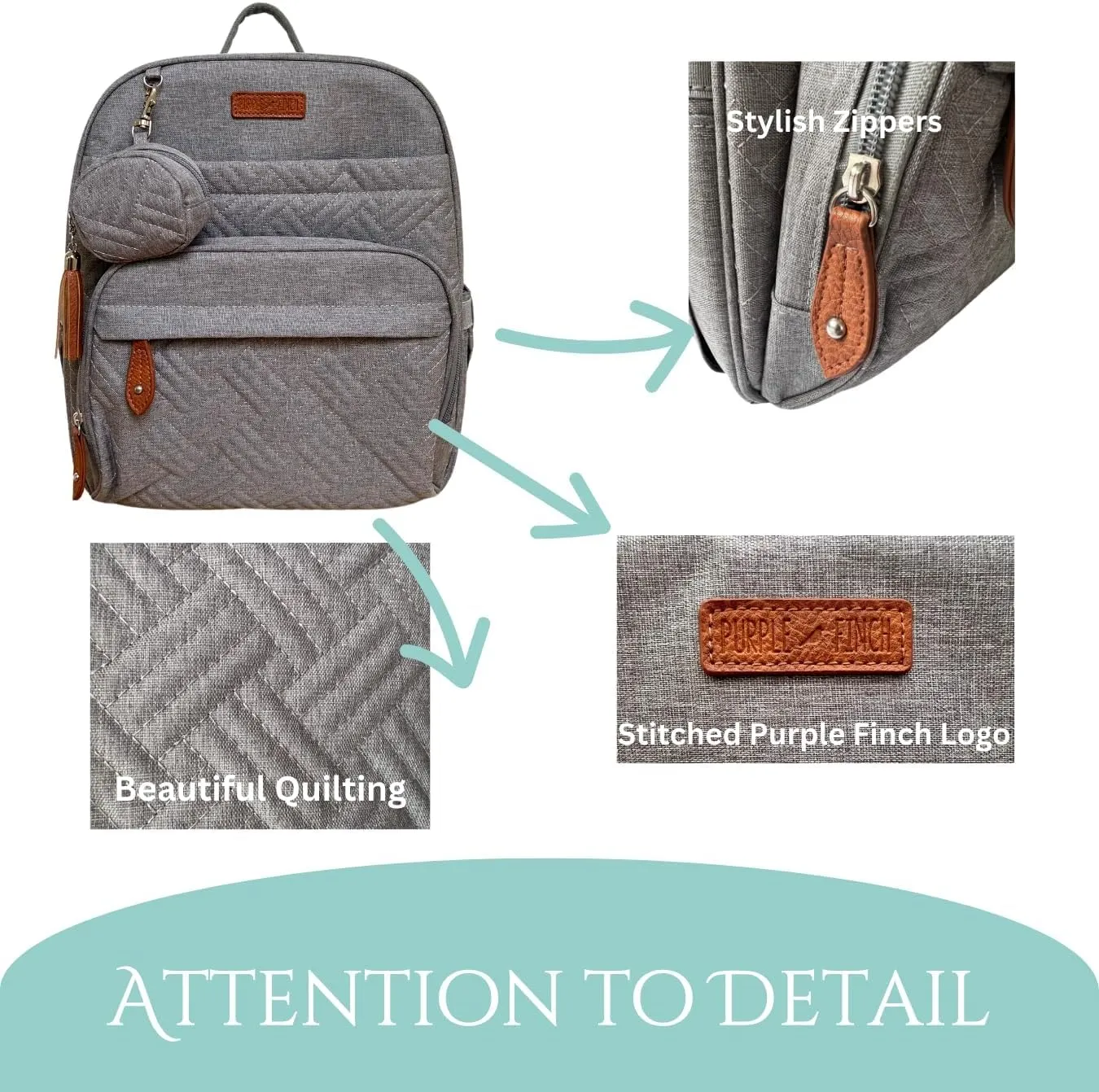 Small Diaper Bag Backpack, Mini Diaper Backpack, Lightweight, Insulated Pockets, Changing Pad, Stroller Straps (Classic, Grey)