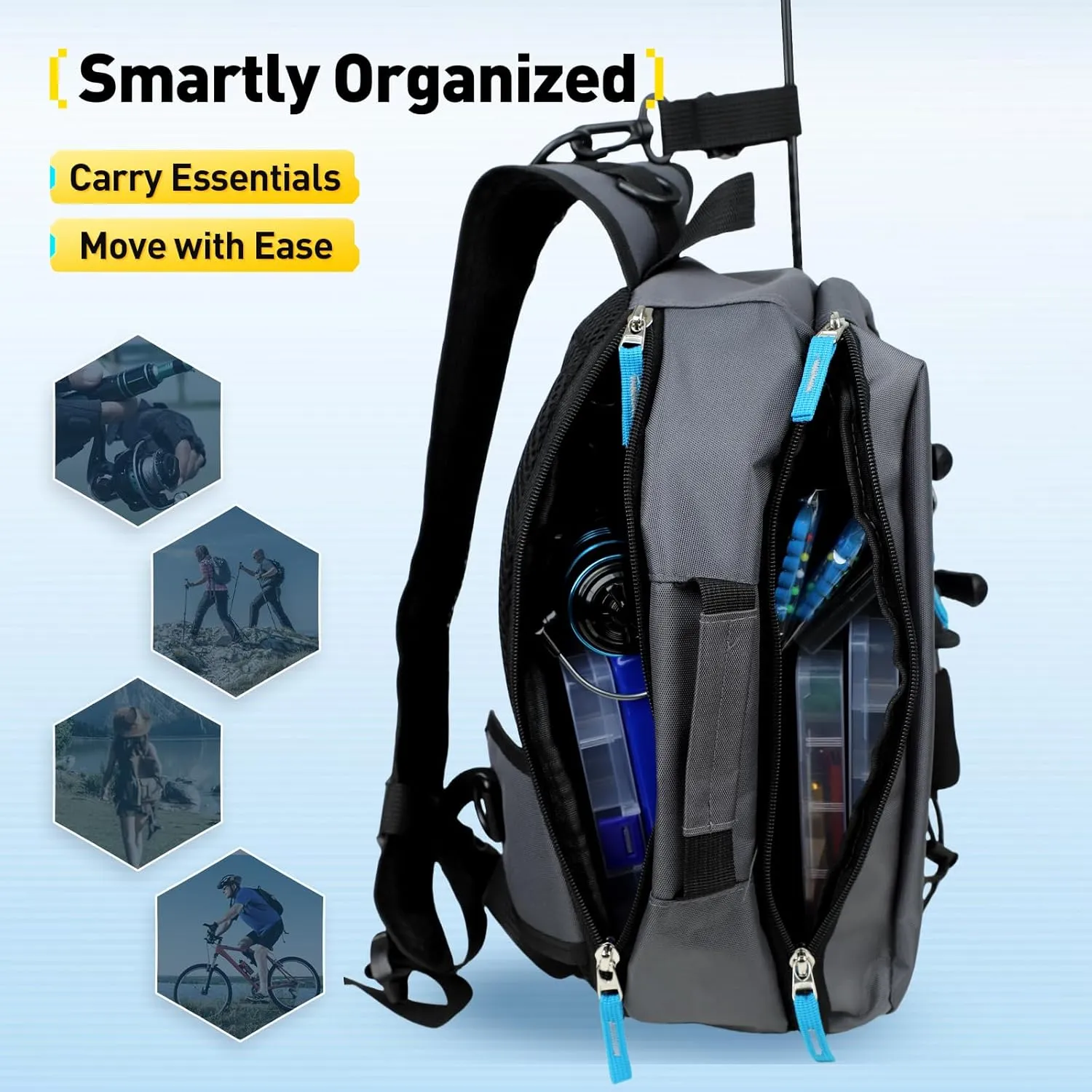Small Fishing Bag with Rod Strap, Portable & Lightweight, Fish Small Tackle bag – Fits Tackle Boxes & Gear,Move Freely, Cast Smoothly - Fishing Gifts for Men