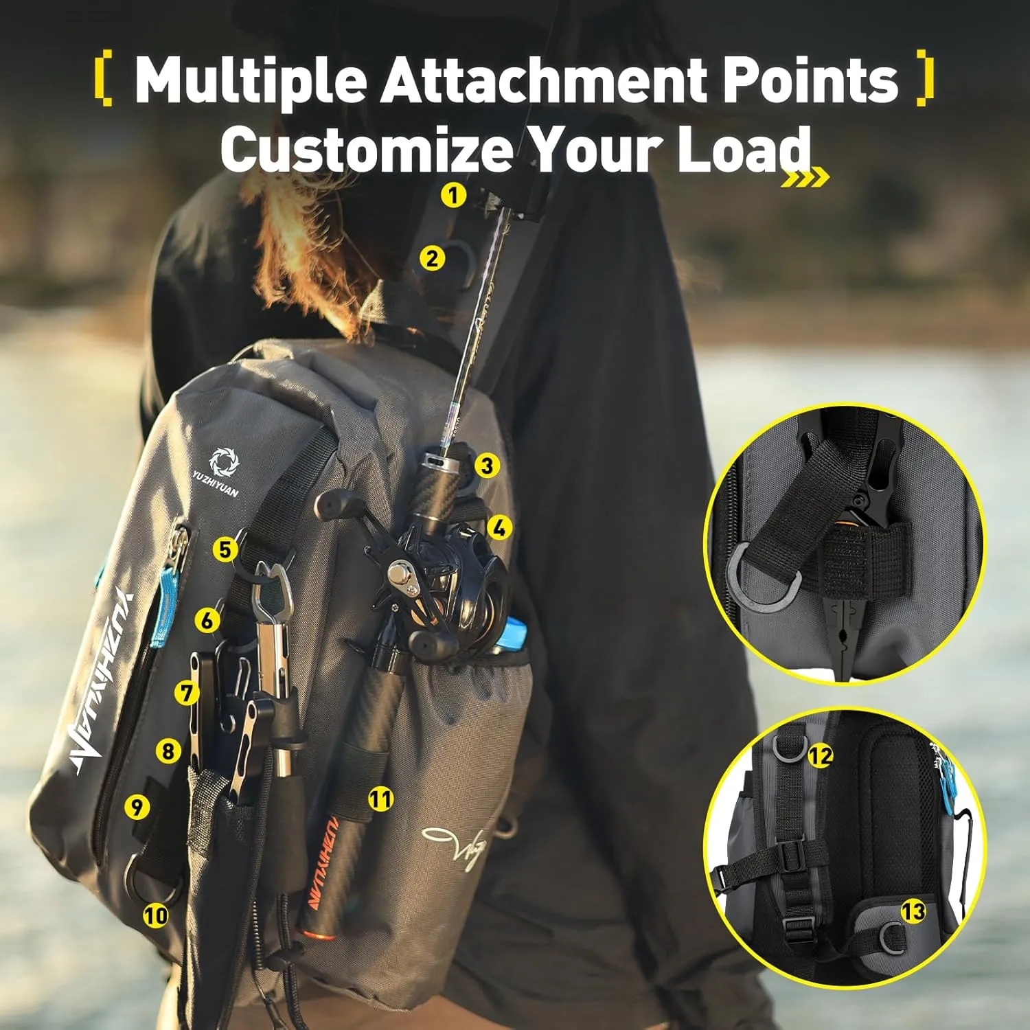 Small Fishing Bag with Rod Strap, Portable & Lightweight, Fish Small Tackle bag – Fits Tackle Boxes & Gear,Move Freely, Cast Smoothly - Fishing Gifts for Men
