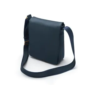 Small Leather Messenger Bag - Navy Pebble Grain