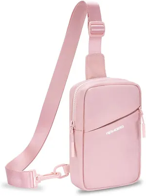 Small Sling Bag for Men Women, Mini Cross body Bag, Casual Chest Bag Water Resistance, 3 Pockets Shoulder Bag with Adjustable Strap, Daypack for Hiking Travel (Pink)