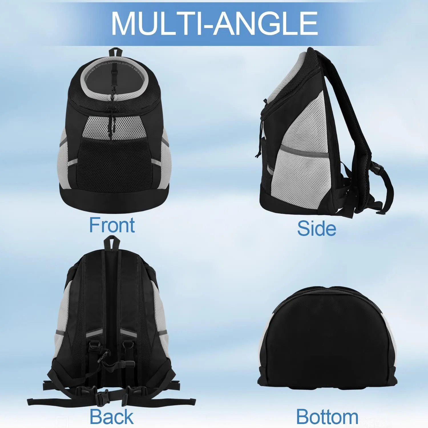 SMONT Dog Backpack Carrier Pet Lightweight Dog Carrier Backpack Small Dog Front Backpack Breathable Dog Carriers for Small Dogs with Safety Belt for Outdoor Hiking Travel Use S (2-7 lbs) Black