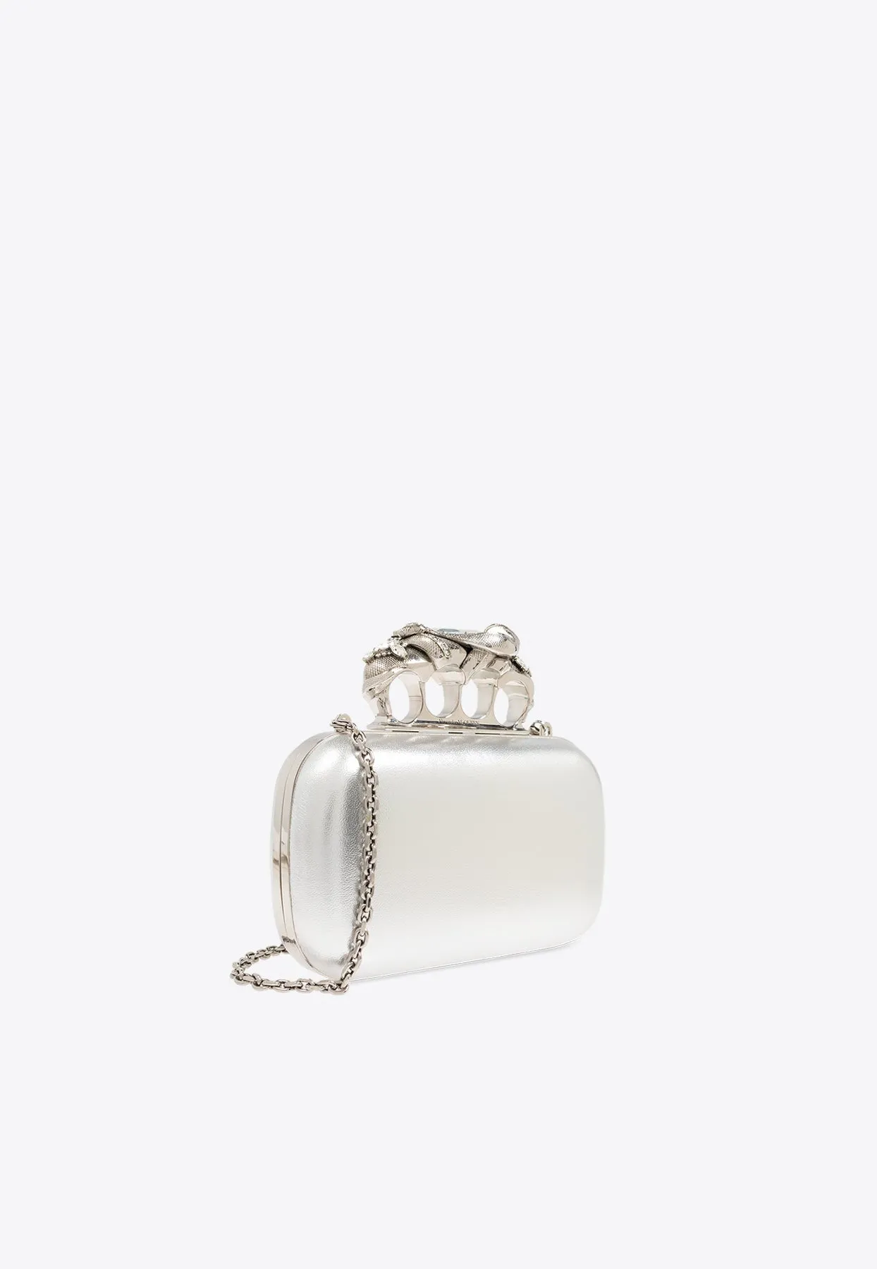 Snake Knuckle Metallic-Leather Clutch Bag