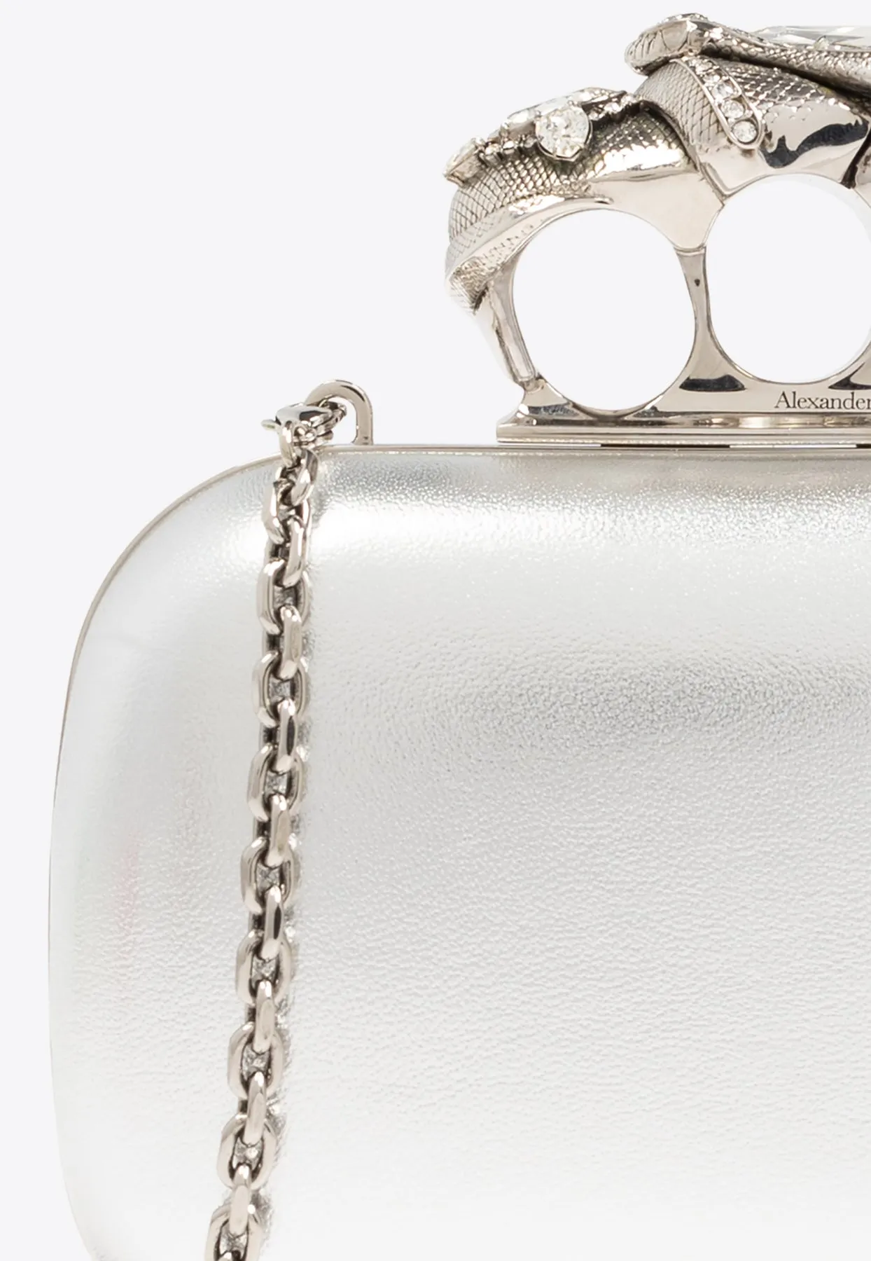Snake Knuckle Metallic-Leather Clutch Bag