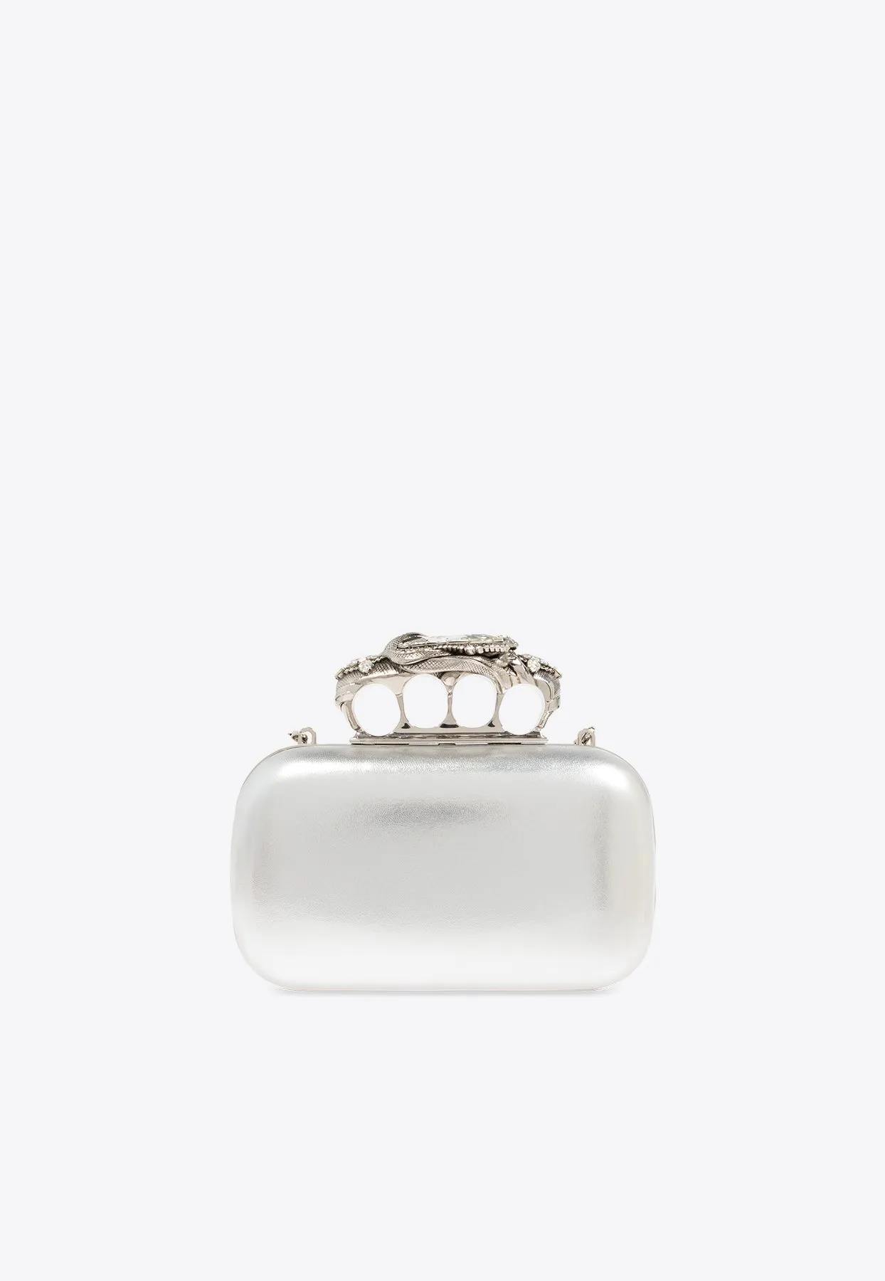 Snake Knuckle Metallic-Leather Clutch Bag