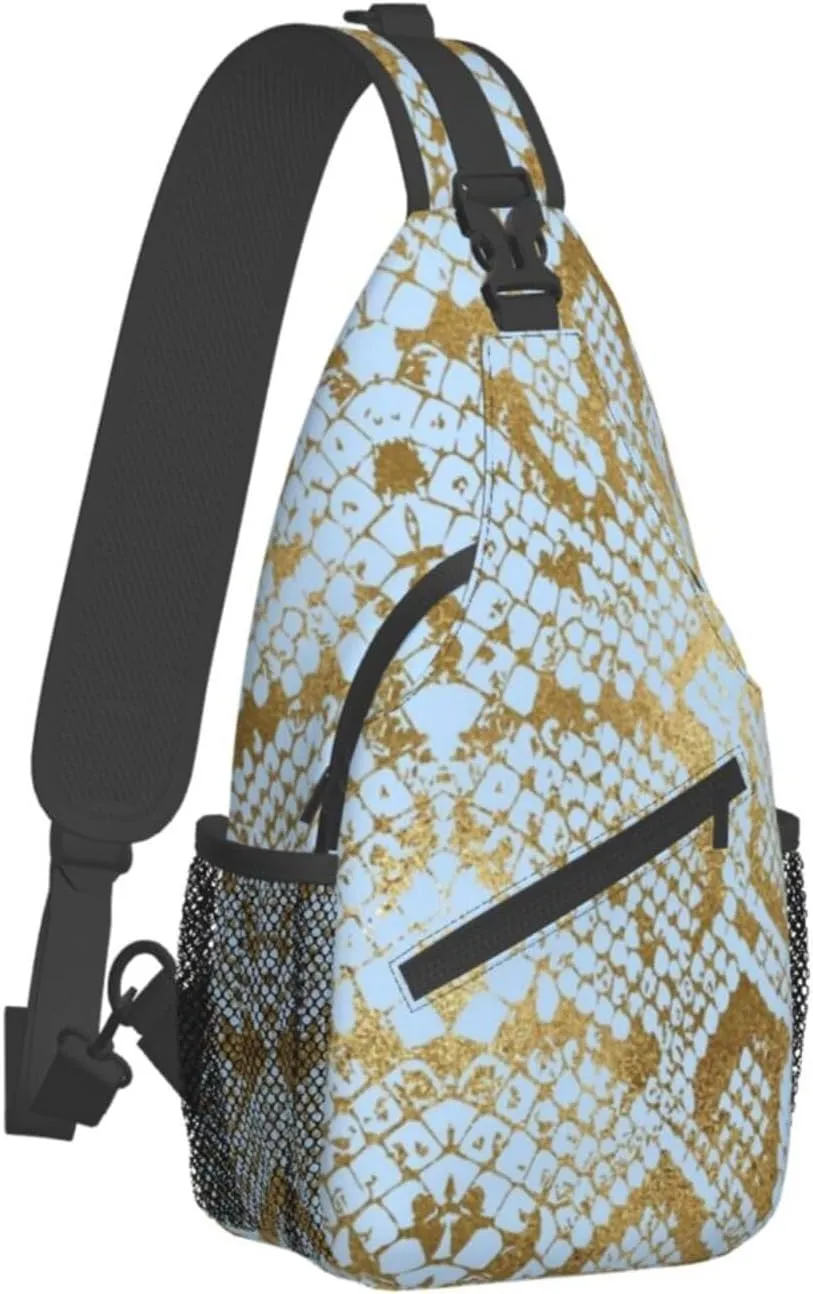 Snake Shoulder Bag Snake Skin Sling Backpack Daypack Casual Backpack Hiking Bag Cool Backpack Bag
