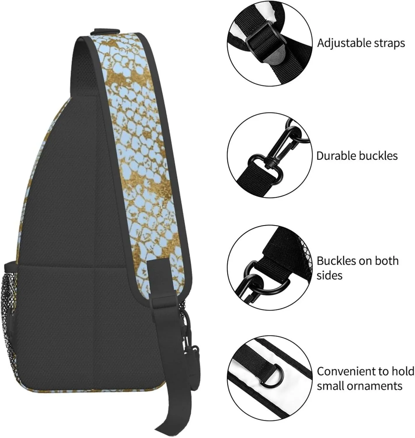 Snake Shoulder Bag Snake Skin Sling Backpack Daypack Casual Backpack Hiking Bag Cool Backpack Bag