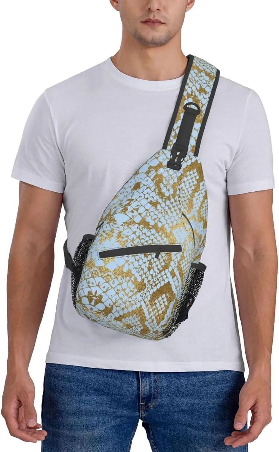 Snake Shoulder Bag Snake Skin Sling Backpack Daypack Casual Backpack Hiking Bag Cool Backpack Bag