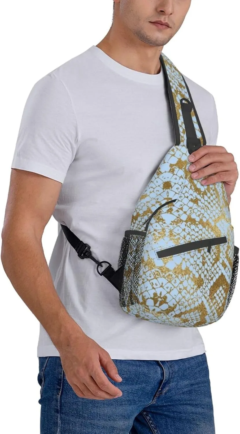 Snake Shoulder Bag Snake Skin Sling Backpack Daypack Casual Backpack Hiking Bag Cool Backpack Bag
