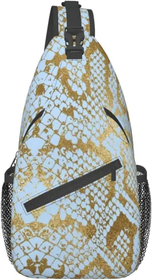 Snake Shoulder Bag Snake Skin Sling Backpack Daypack Casual Backpack Hiking Bag Cool Backpack Bag
