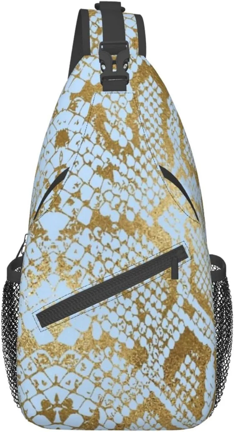 Snake Shoulder Bag Snake Skin Sling Backpack Daypack Casual Backpack Hiking Bag Cool Backpack Bag