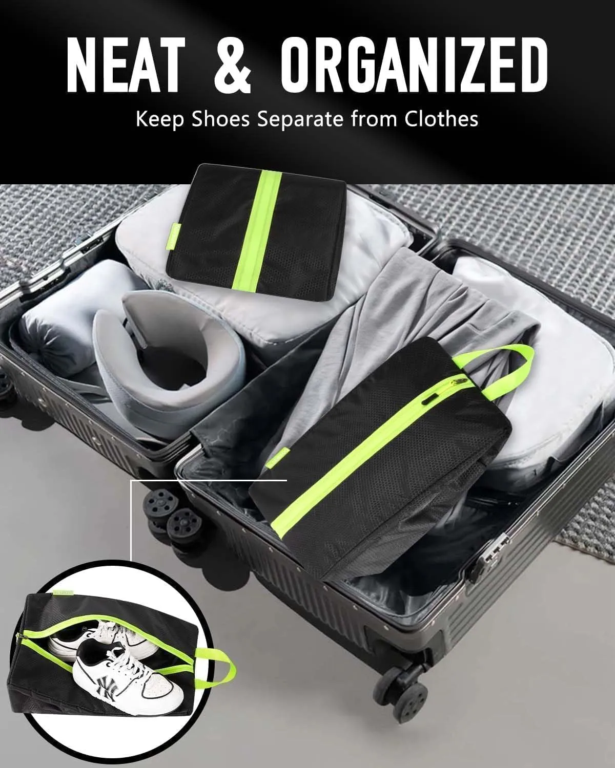 Soccer Cleat Bag - Odor-Absorbing Lightweight Track Shoe Organizer for Travel, Gym & Sports | Smell-Proof Storage with Active Carbon Fabric (Ideal for Spikes, Golf, Tennis，Bowling)