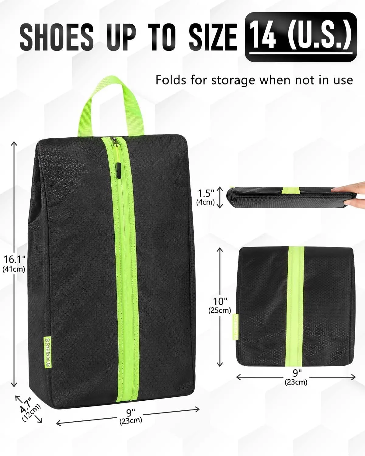 Soccer Cleat Bag - Odor-Absorbing Lightweight Track Shoe Organizer for Travel, Gym & Sports | Smell-Proof Storage with Active Carbon Fabric (Ideal for Spikes, Golf, Tennis，Bowling)