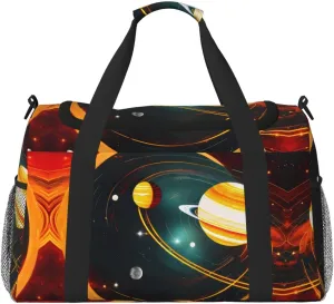 Solar System Jupiter Saturn Print Everyday Use Travel Duffle Bag Large Capacity Travel Bag Stylish Functional Bag