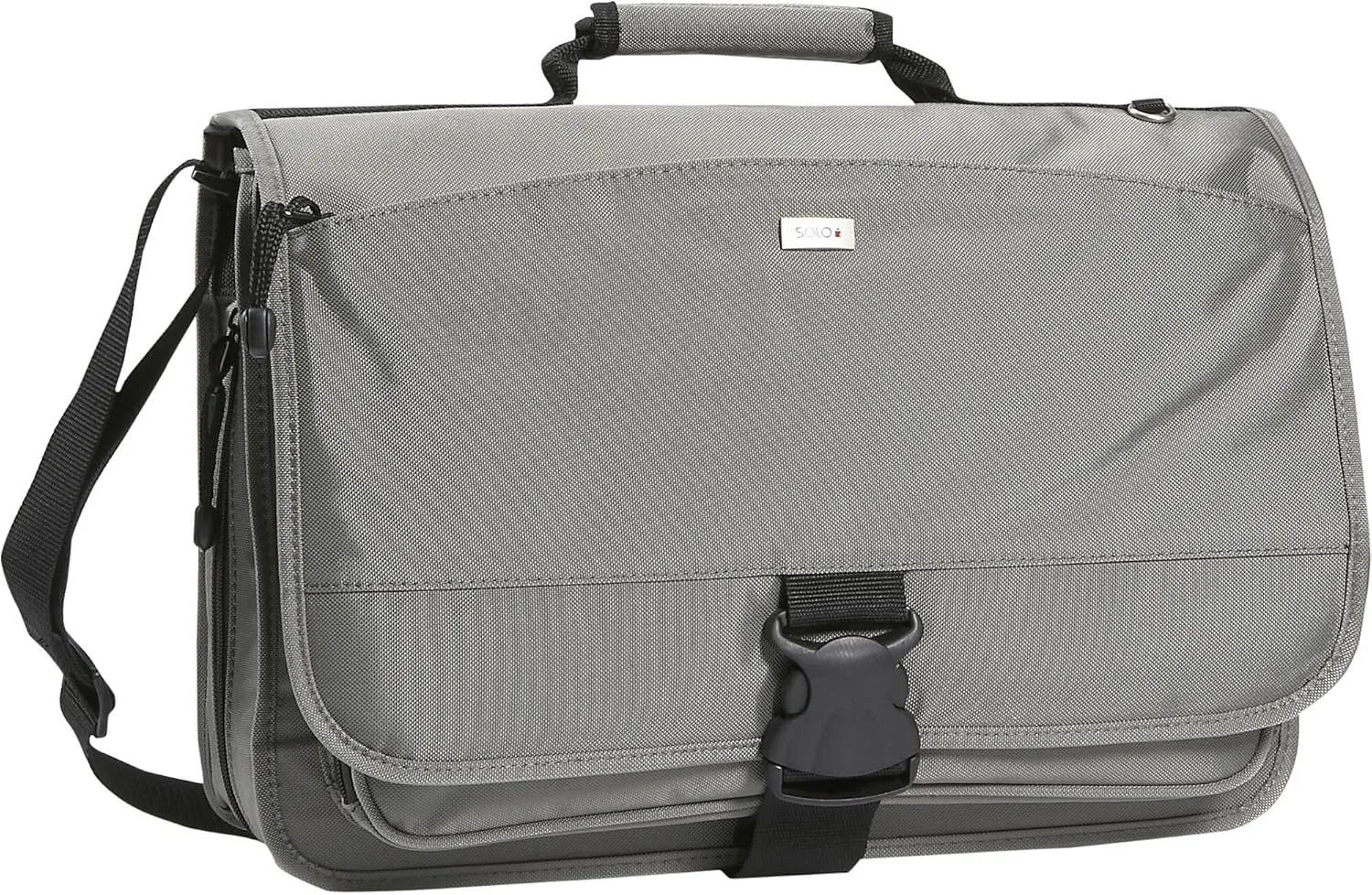 Solo New York Classic Collection Expandable Nylon Messenger Bag, Holds up to 15.6 Inch Laptop, Gray