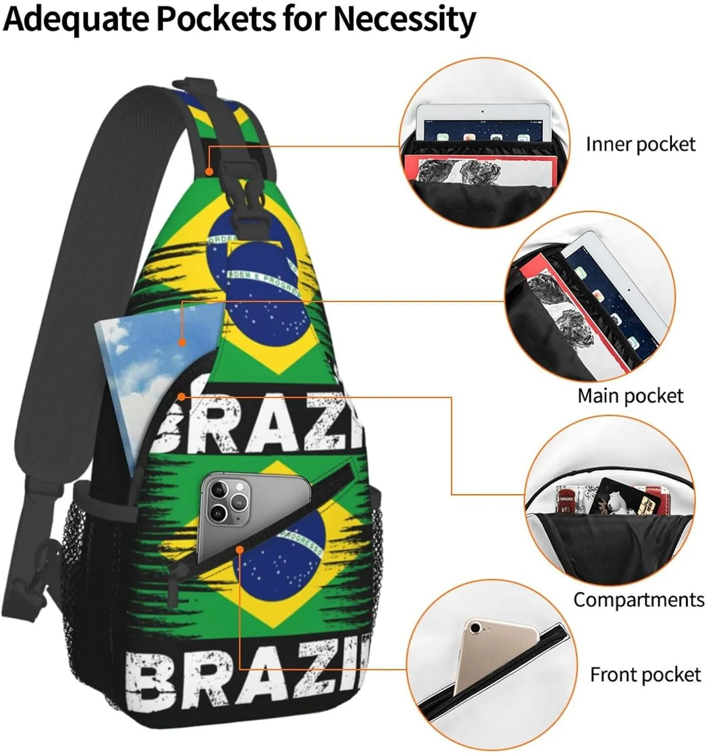 South Africa Flag Sling Bag Adjustable Chest Bags Casual Crossbody Bag Travel Shoulder Backpack